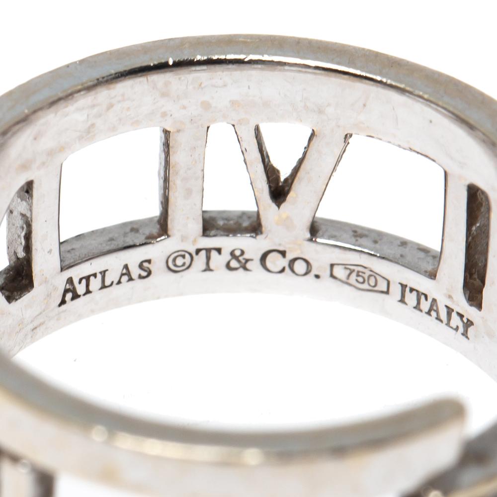 Women's Tiffany & Co. Atlas Diamond 18K White Gold Open Band Ring Size 52