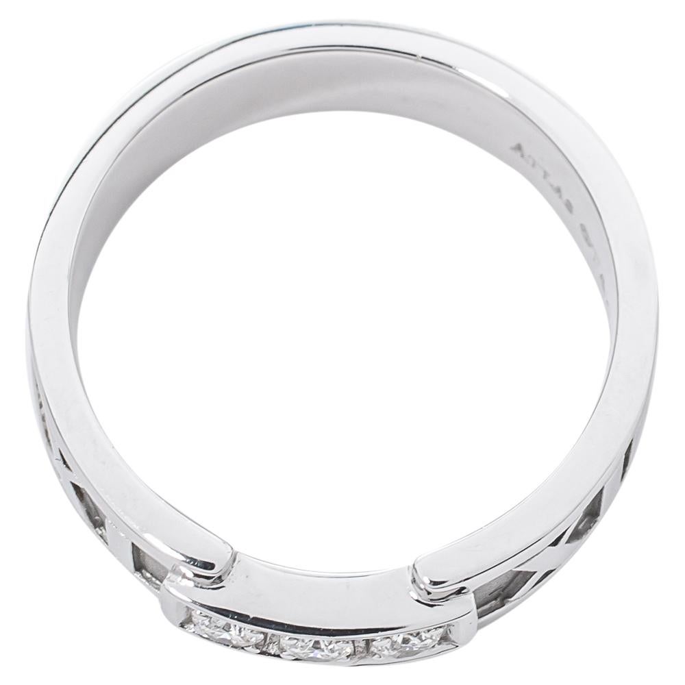 Women's Tiffany & Co. Atlas Diamond 18K White Gold Ring Size 54