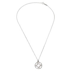 Tiffany & Co. Atlas Diamond 18K White Gold Roman Numeral Pendant Necklace