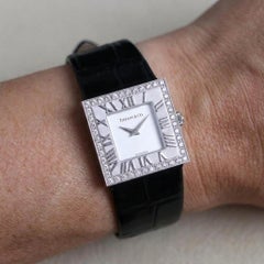 Tiffany & Co. Diamond 18k White Gold Square Wrist Watch