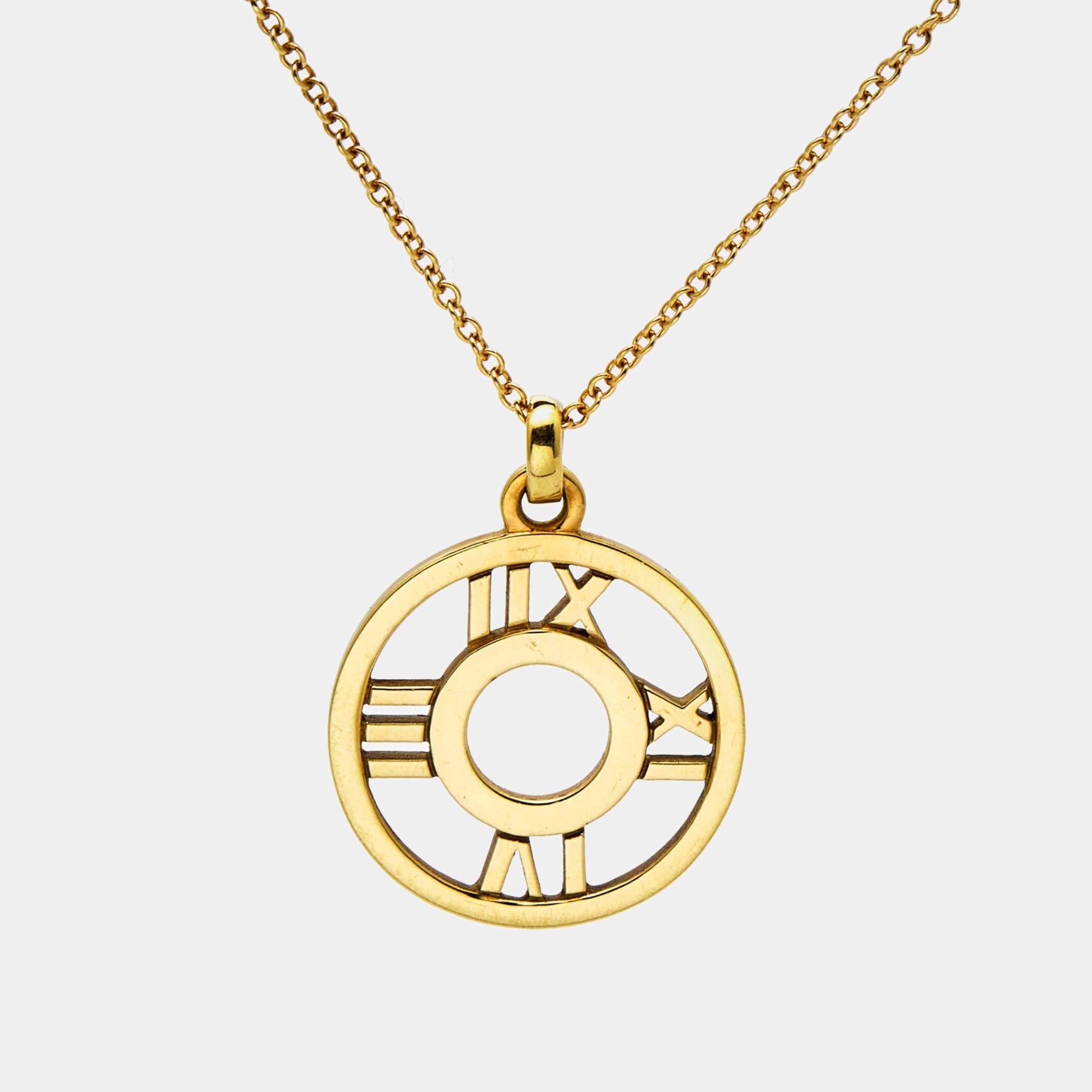 The use of precious materials, coupled with heritage artisanship, makes this authentic Tiffany Atlas necklace a creation worth cherishing. It sits gracefully on any neck.

