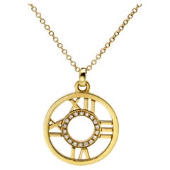 Tiffany & Co. Atlas Diamond 18k Yellow Gold Open Pendant Necklace