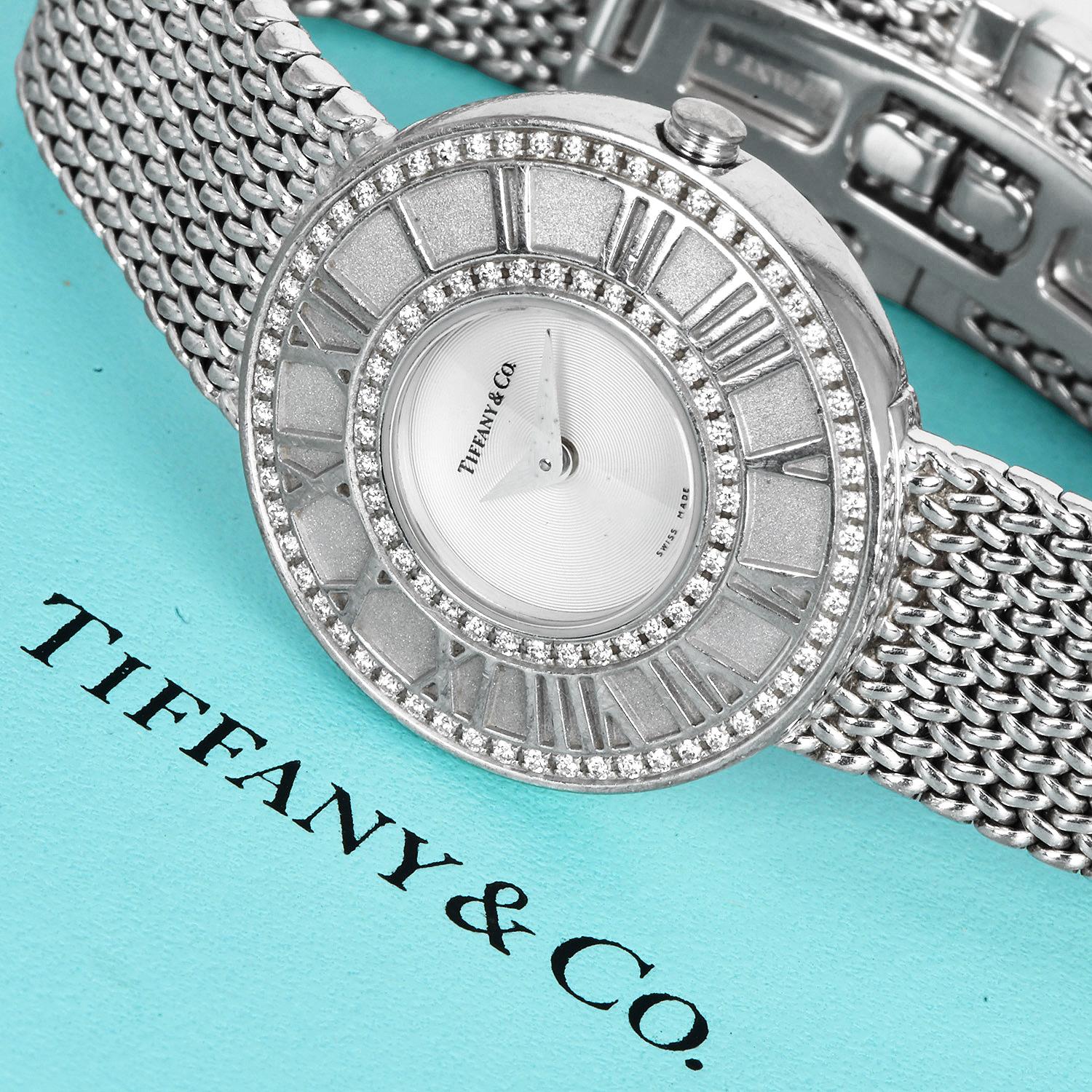 Tiffany & Co. Orologio da donna Atlas Diamond 27 mm in oro 18 carati In condizioni ottime in vendita a Miami, FL
