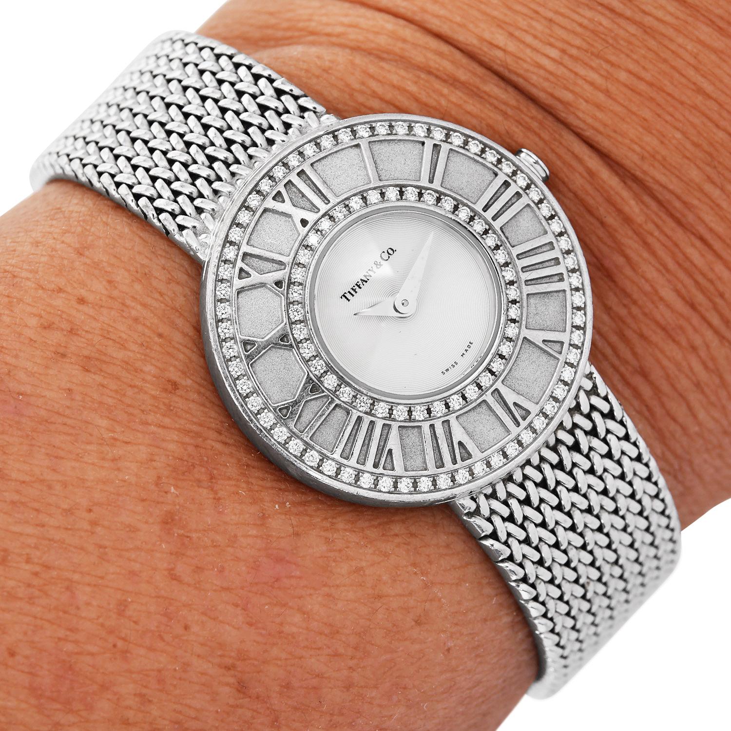 Donna Tiffany & Co. Orologio da donna Atlas Diamond 27 mm in oro 18 carati in vendita