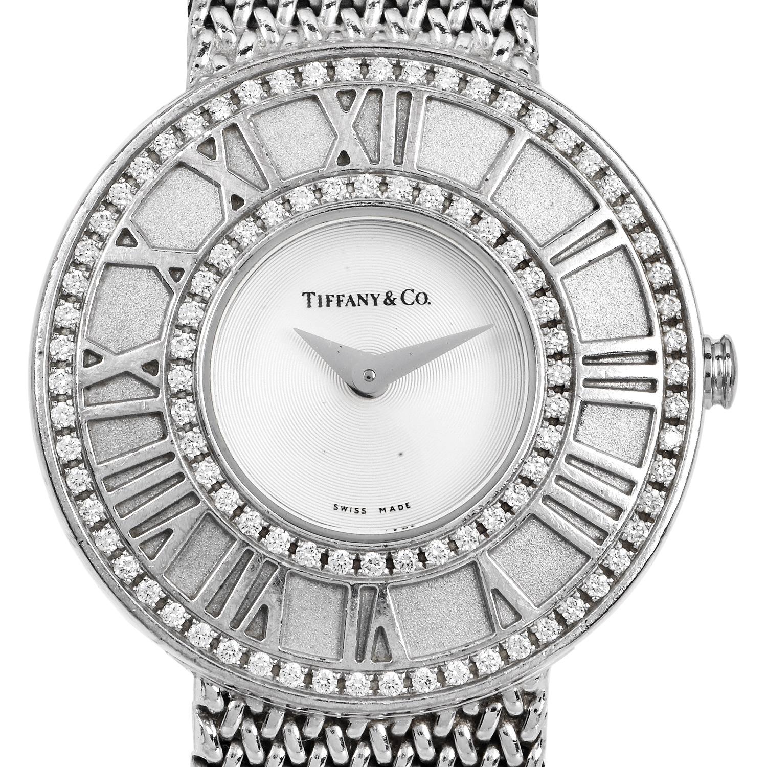 Tiffany & Co. Orologio da donna Atlas Diamond 27 mm in oro 18 carati in vendita 1