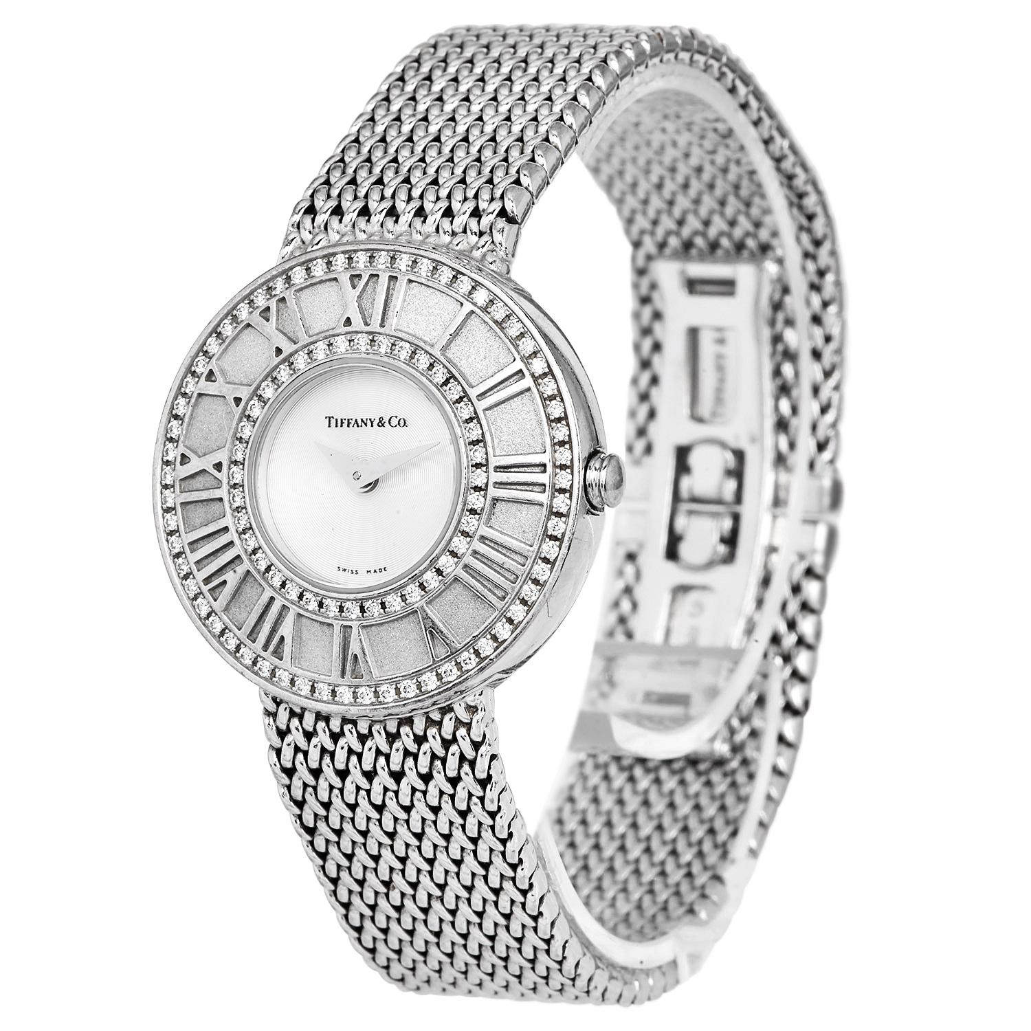 Tiffany & Co. Orologio da donna Atlas Diamond 27 mm in oro 18 carati in vendita 3