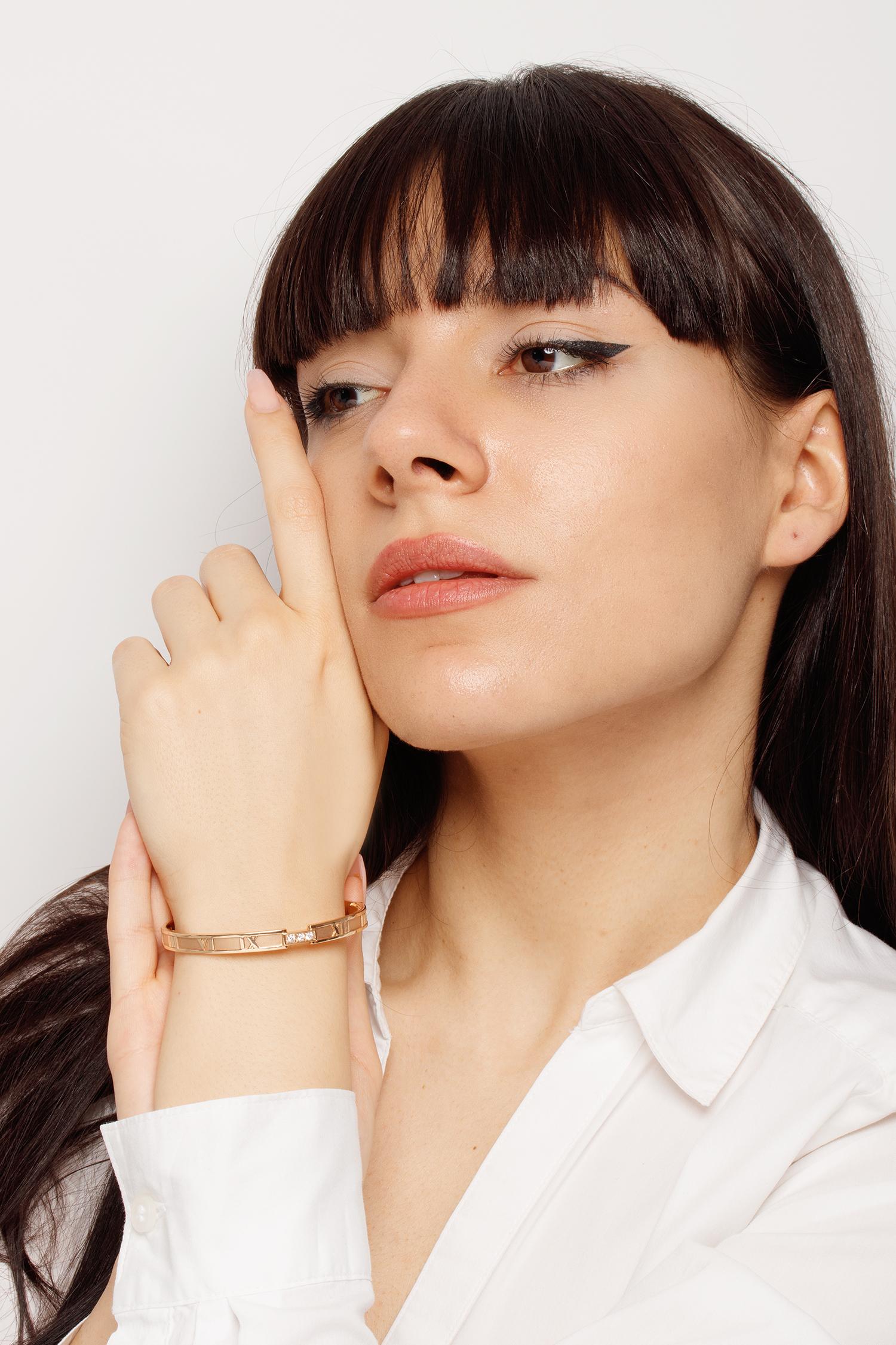 Tiffany & Co. Bracelet Atlas en or rose et diamants Unisexe en vente