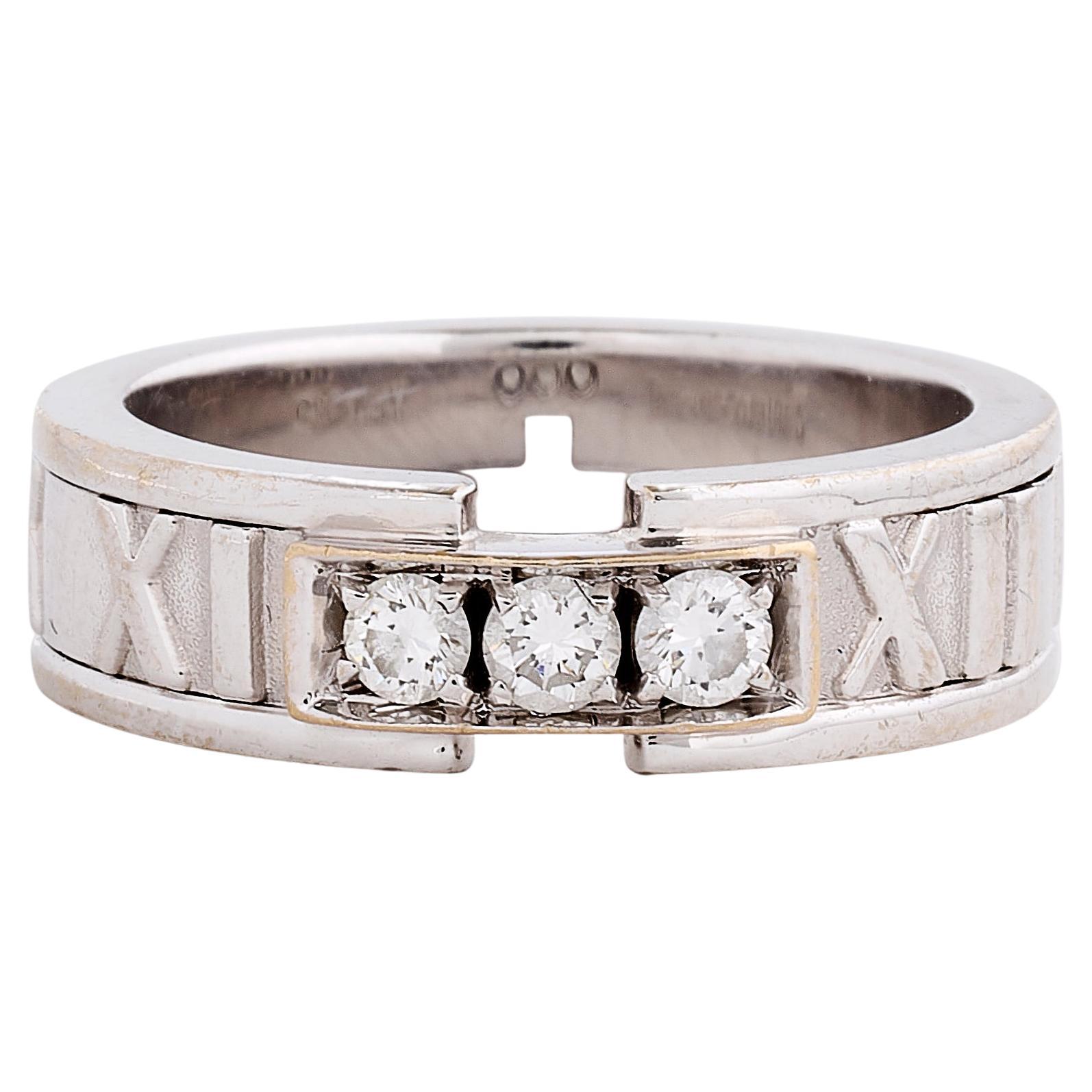 Tiffany & Co. Bague Atlas en or blanc 18 carats et diamants