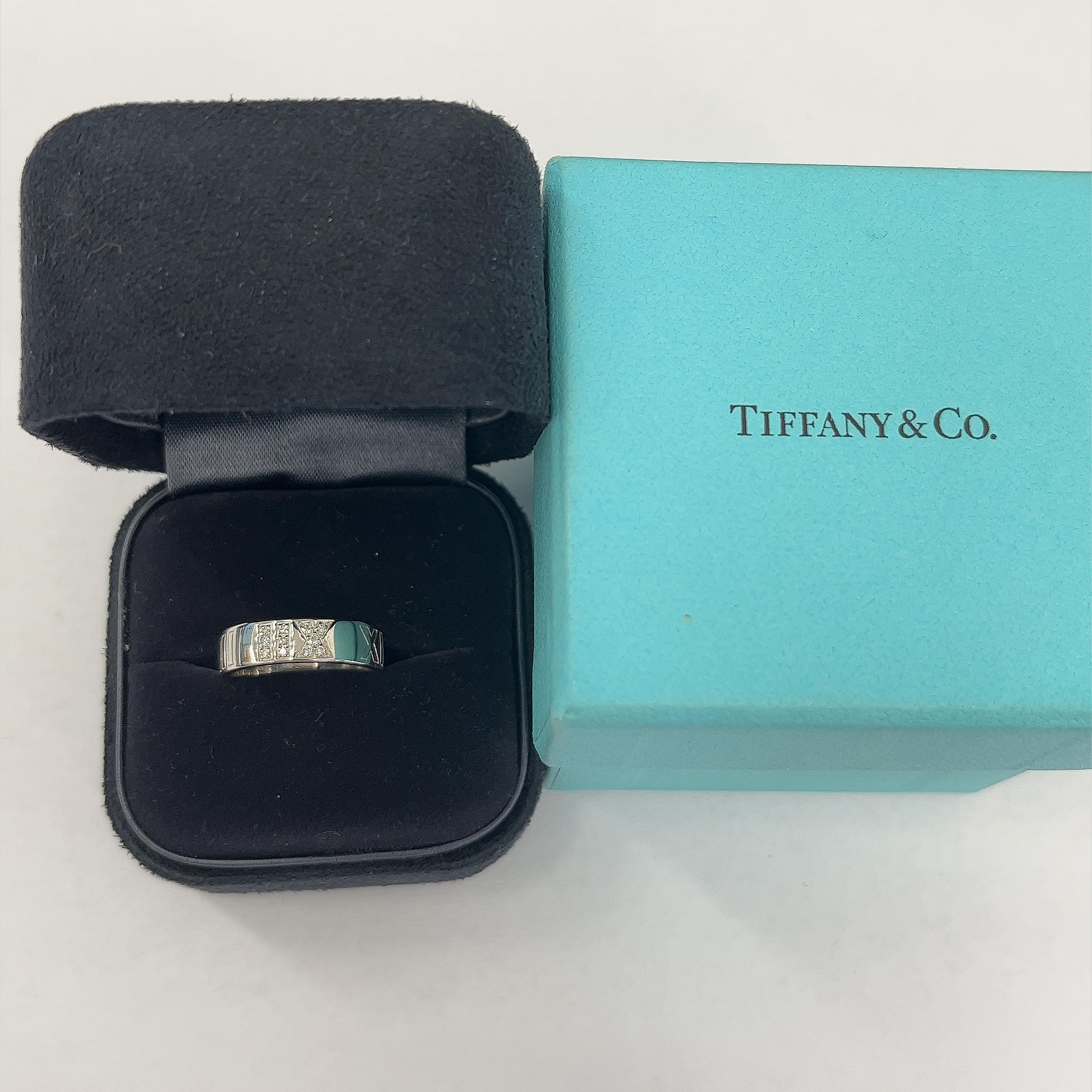 Tiffany & Co. Atlas Diamond Band Ring set in 18ct White Gold For Sale 2