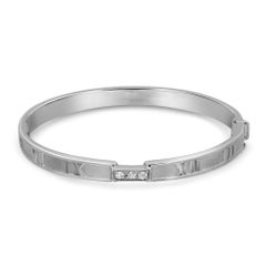 Tiffany & Co. Atlas Diamond Bangle Bracelet 18K White Gold 0.15Cttw