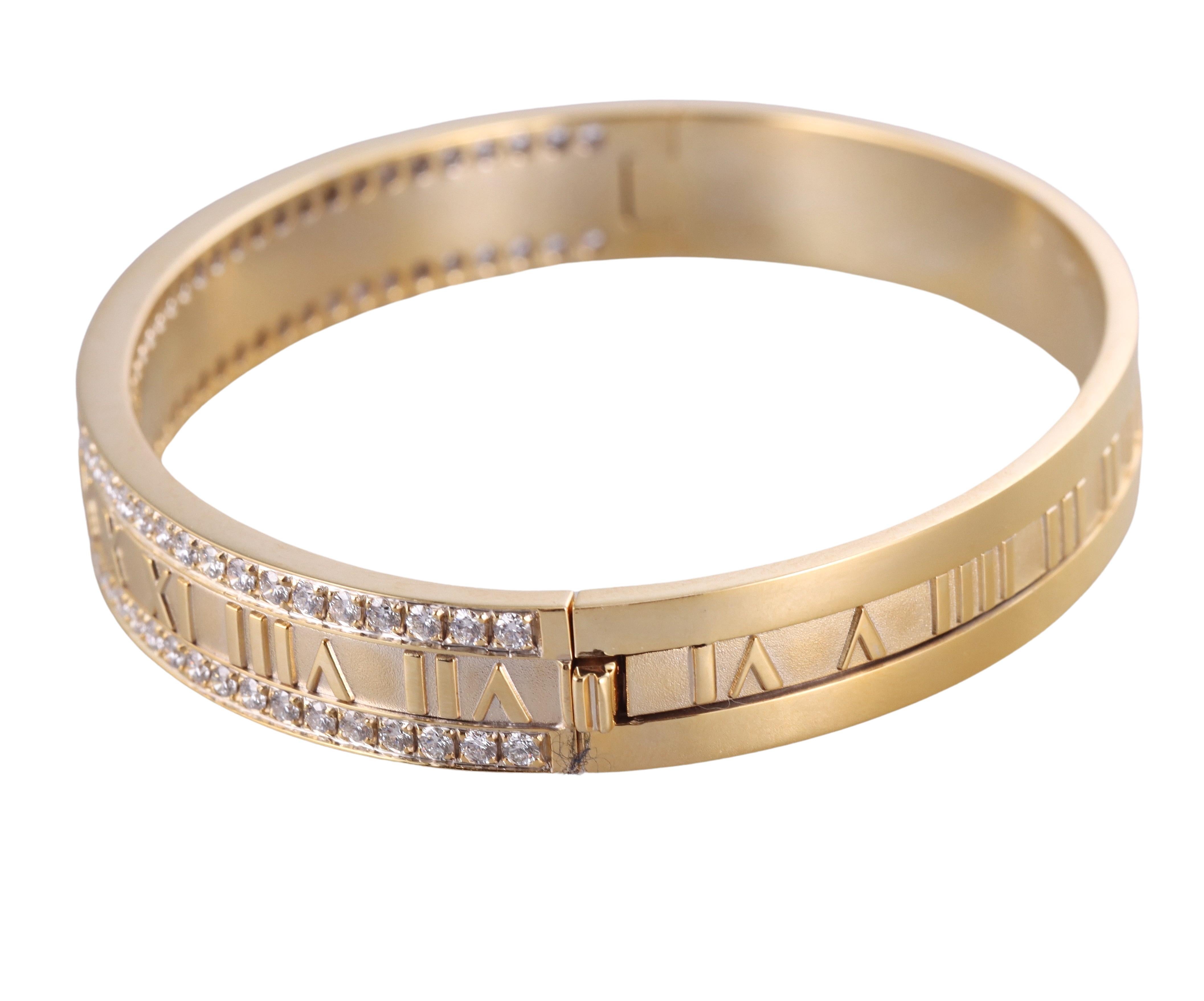 Tiffany & Co Atlas Diamond Bangle Bracelet In Excellent Condition For Sale In New York, NY