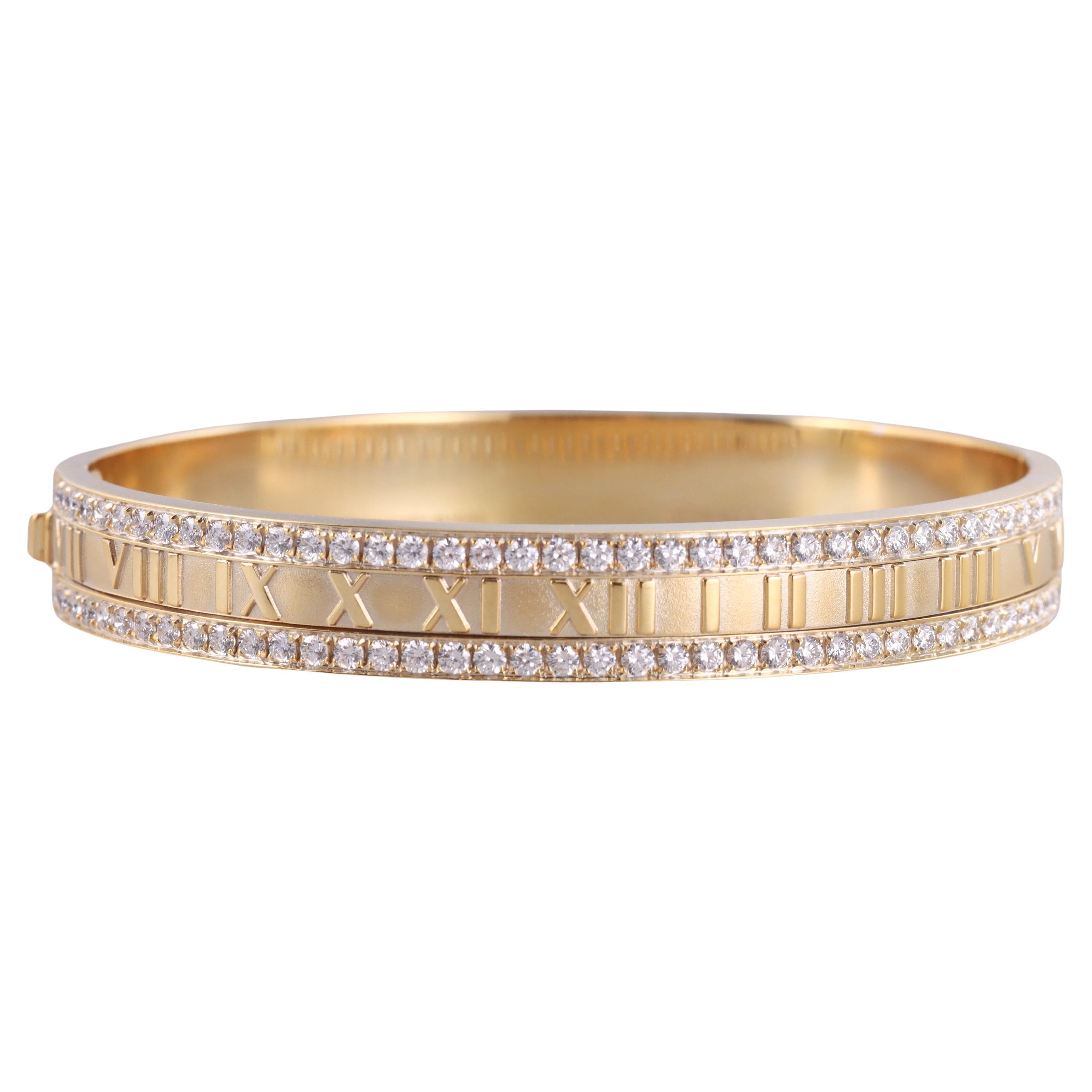 Tiffany & Co Atlas Diamond Bangle Bracelet For Sale