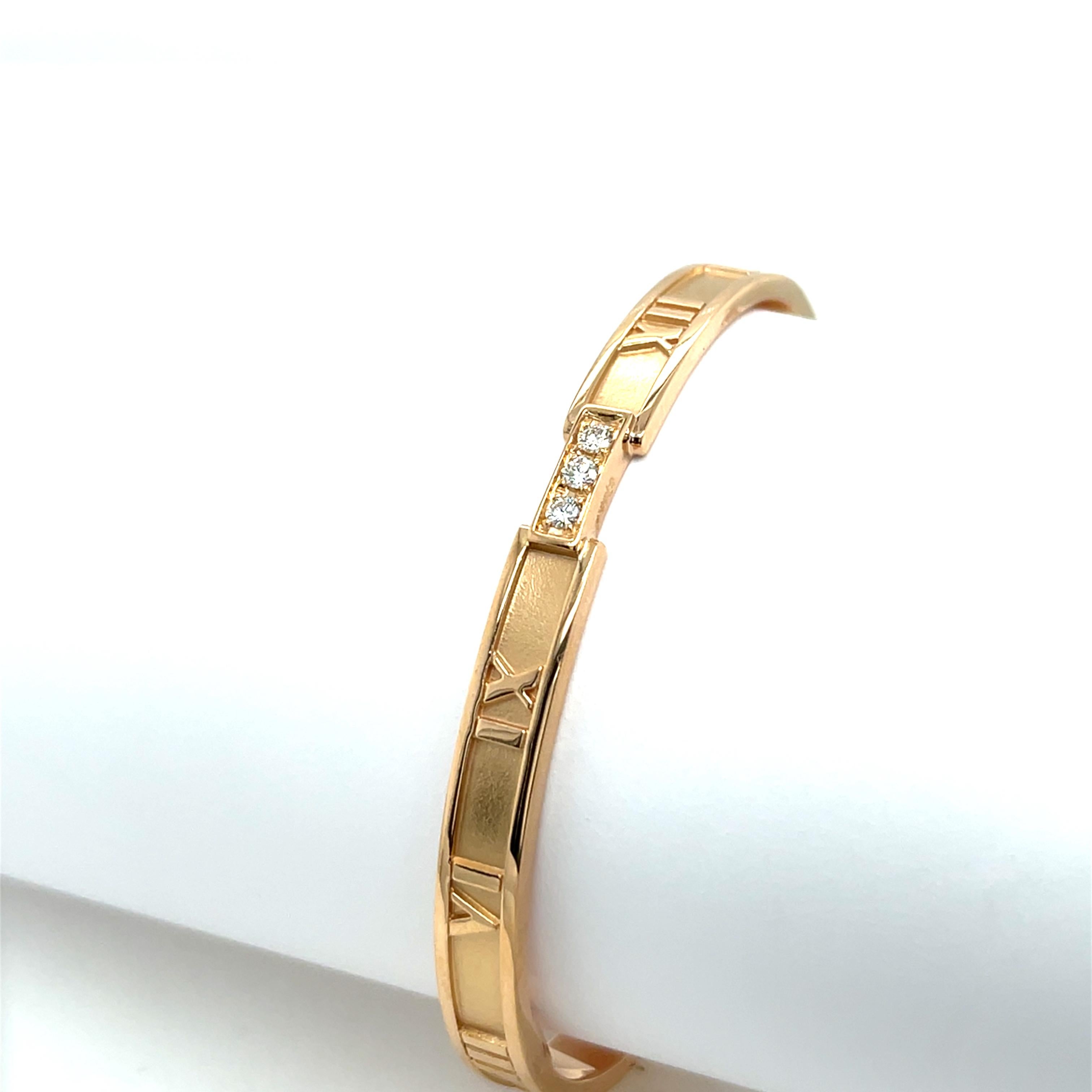 Taglio rotondo Tiffany & Co. Bracciale Atlas con diamanti e braccialetto in oro rosa 18 carati in vendita
