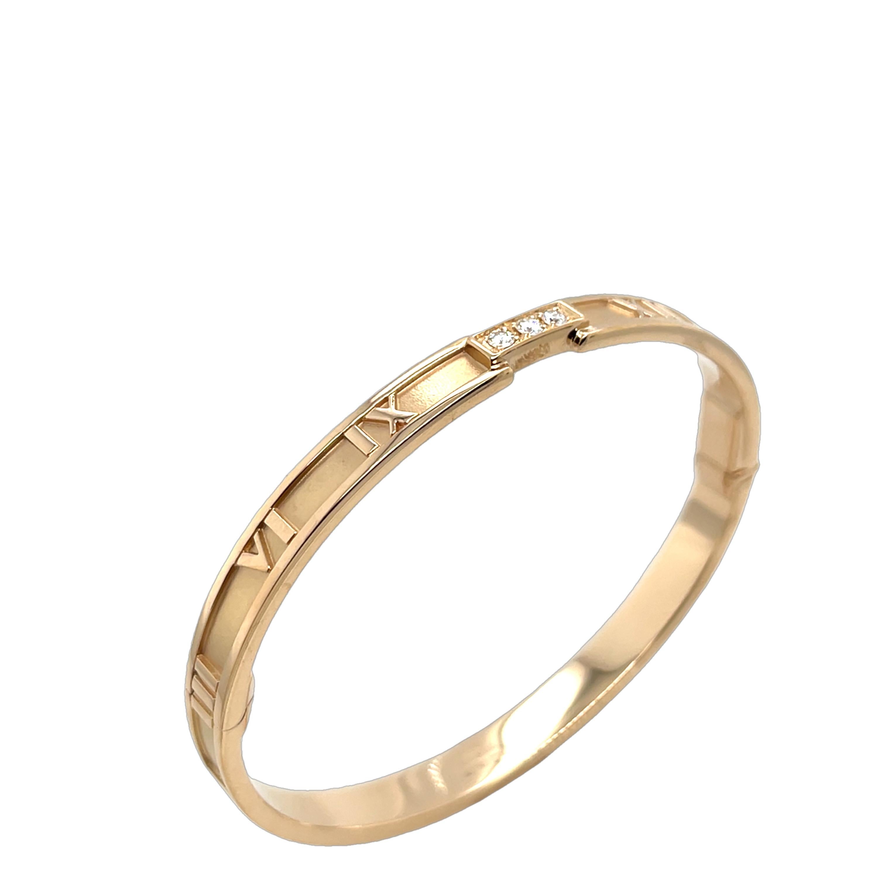 da uomo o donna Tiffany & Co. Bracciale Atlas con diamanti e braccialetto in oro rosa 18 carati in vendita