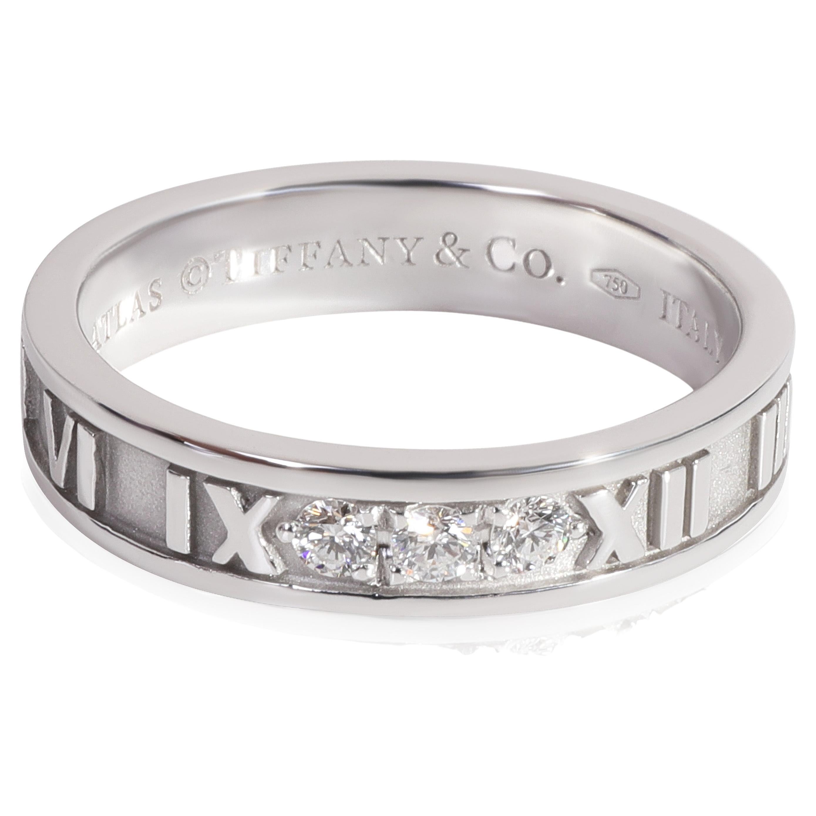 Tiffany and Co. Atlas Diamond Ring in 18K White Gold 0.19 CTW For Sale at  1stDibs