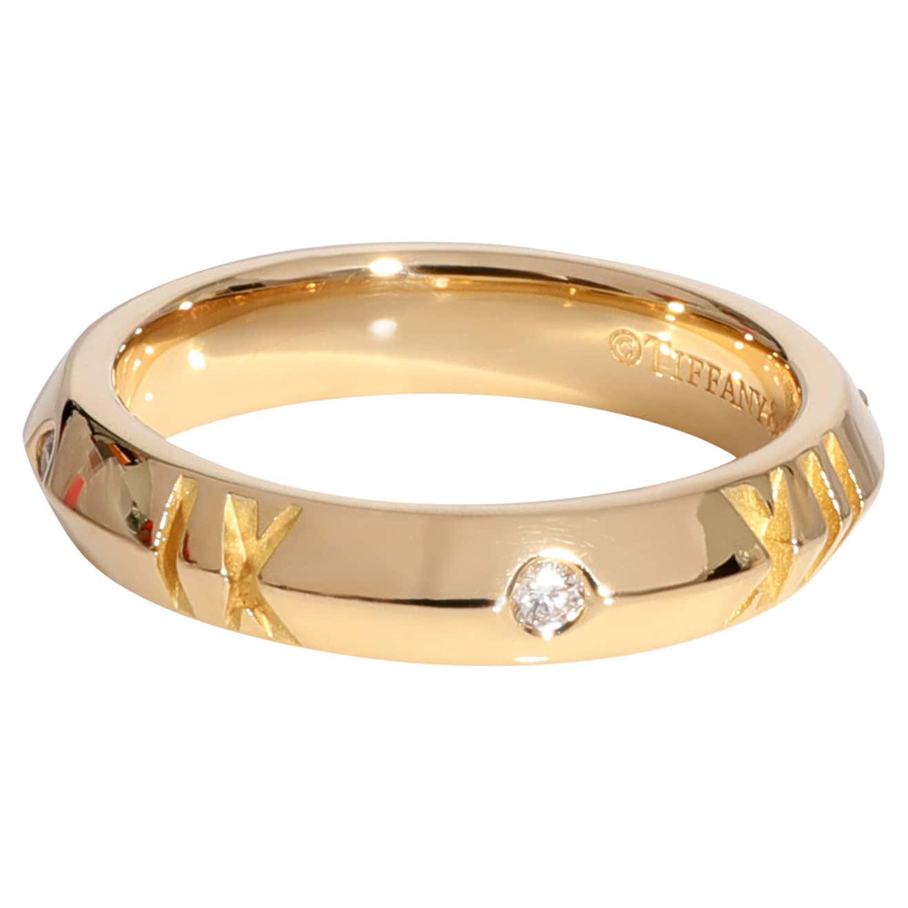 Atlas Rng Tiffany and Co. Atlas Diamond Ring in 18k Yellow Gold 0.10 CTW For Sale ...