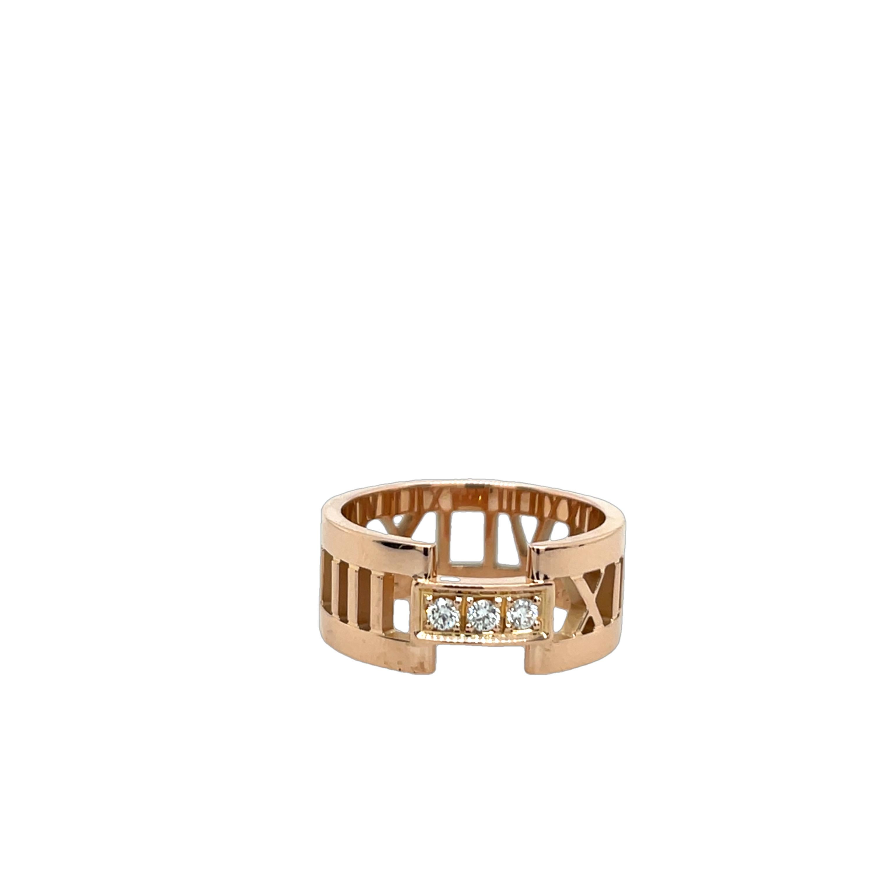 Tiffany & Co. Atlas Diamantring aus 18 Karat Roségold mit Diamanten im Zustand „Hervorragend“ in London, GB