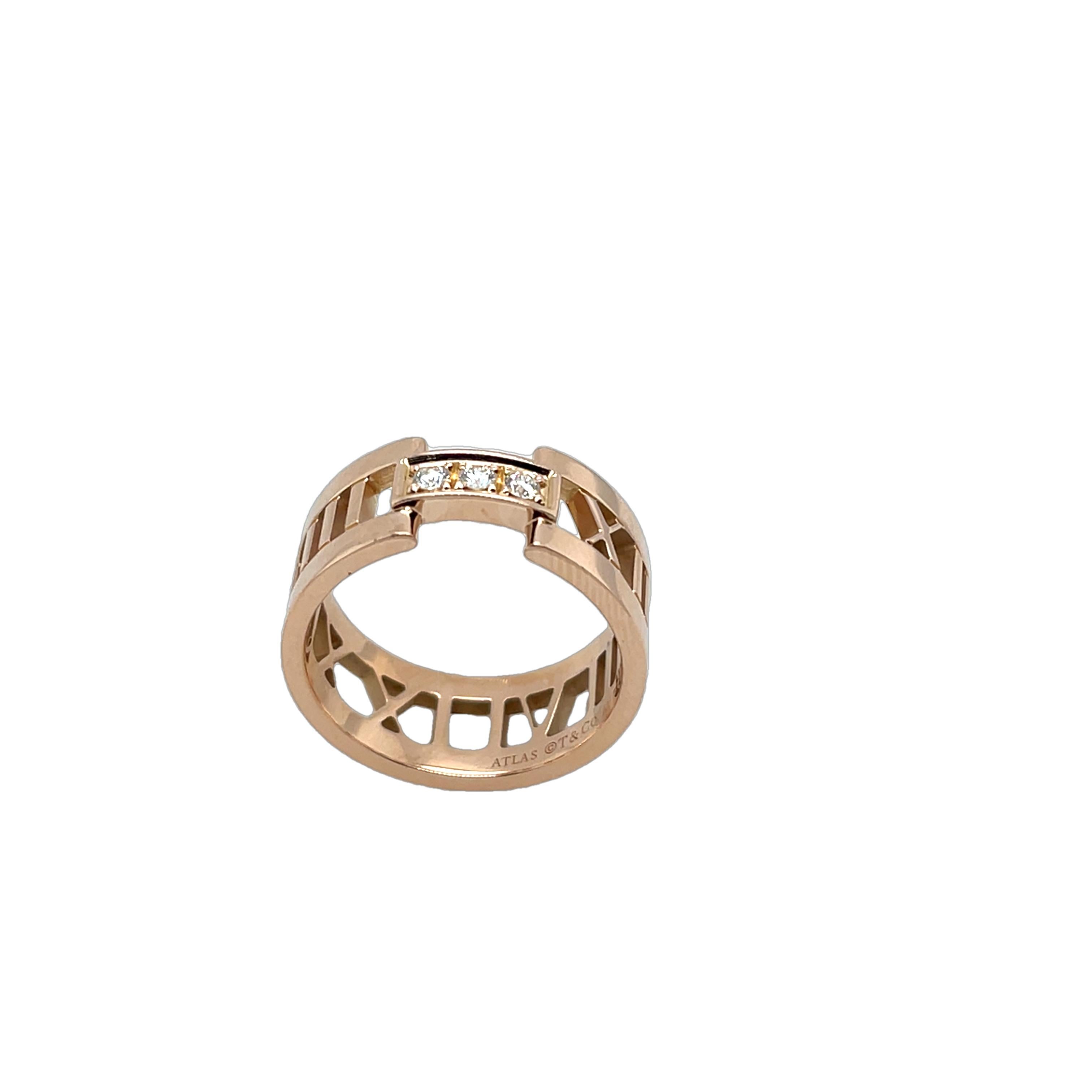 Tiffany & Co. Atlas Diamantring aus 18 Karat Roségold mit Diamanten Damen