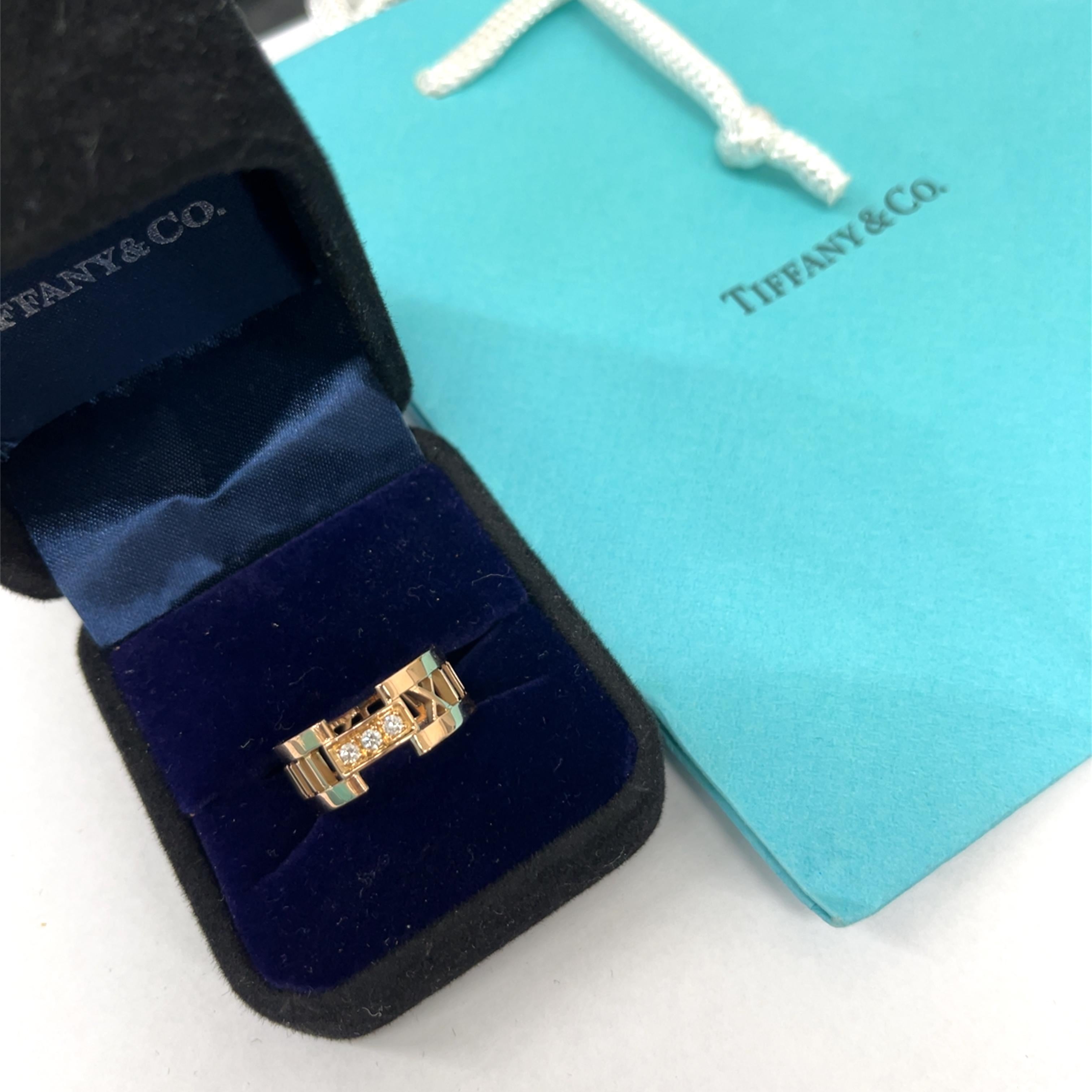 Tiffany & Co. Atlas Diamantring aus 18 Karat Roségold mit Diamanten 1
