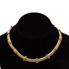 Tiffany & Co. Atlas Diamond Station Choker Necklace 18k Yellow Gold + Plat