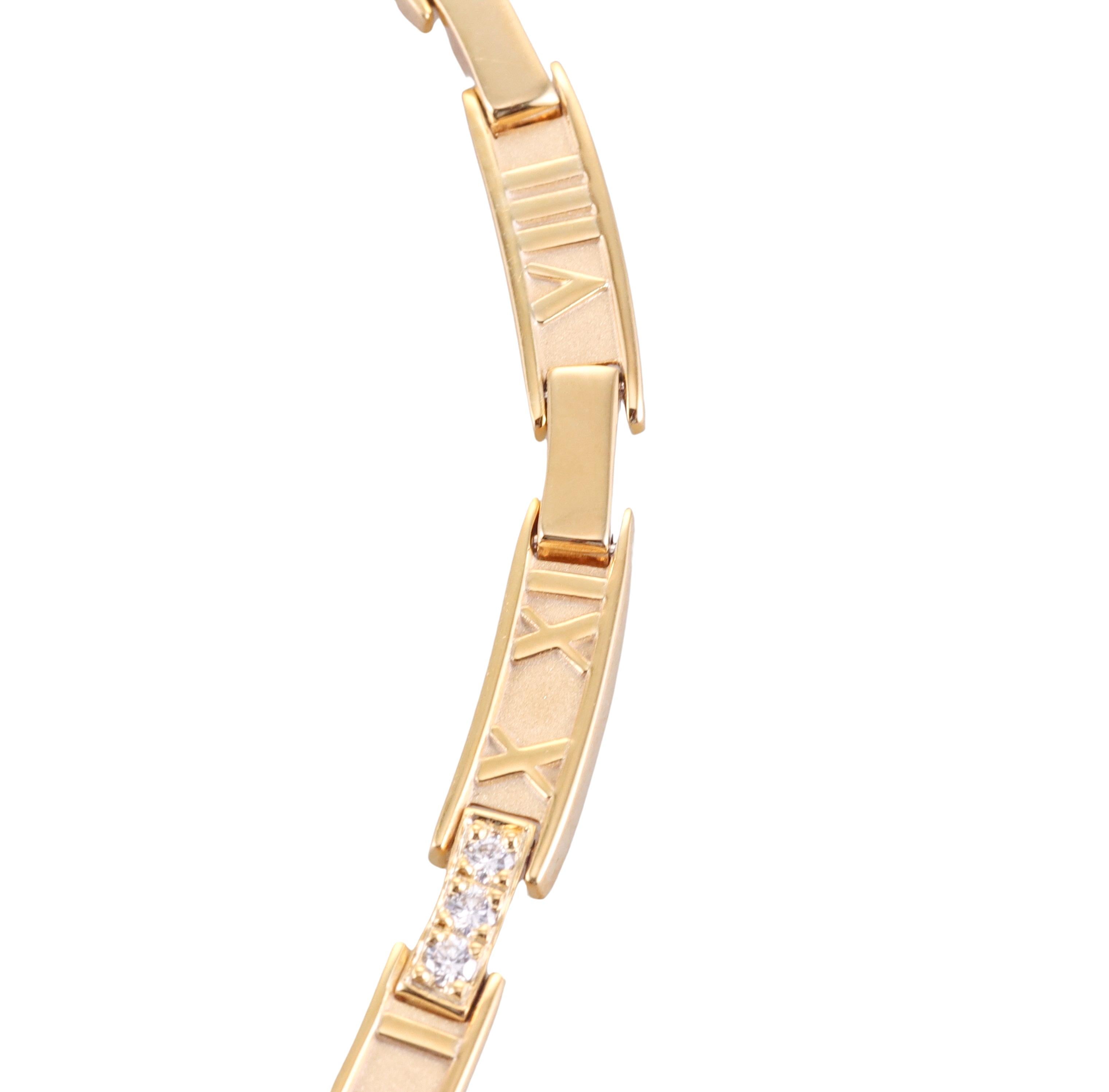 Tiffany & Co Atlas Diamond Yellow Gold Necklace In Excellent Condition For Sale In New York, NY