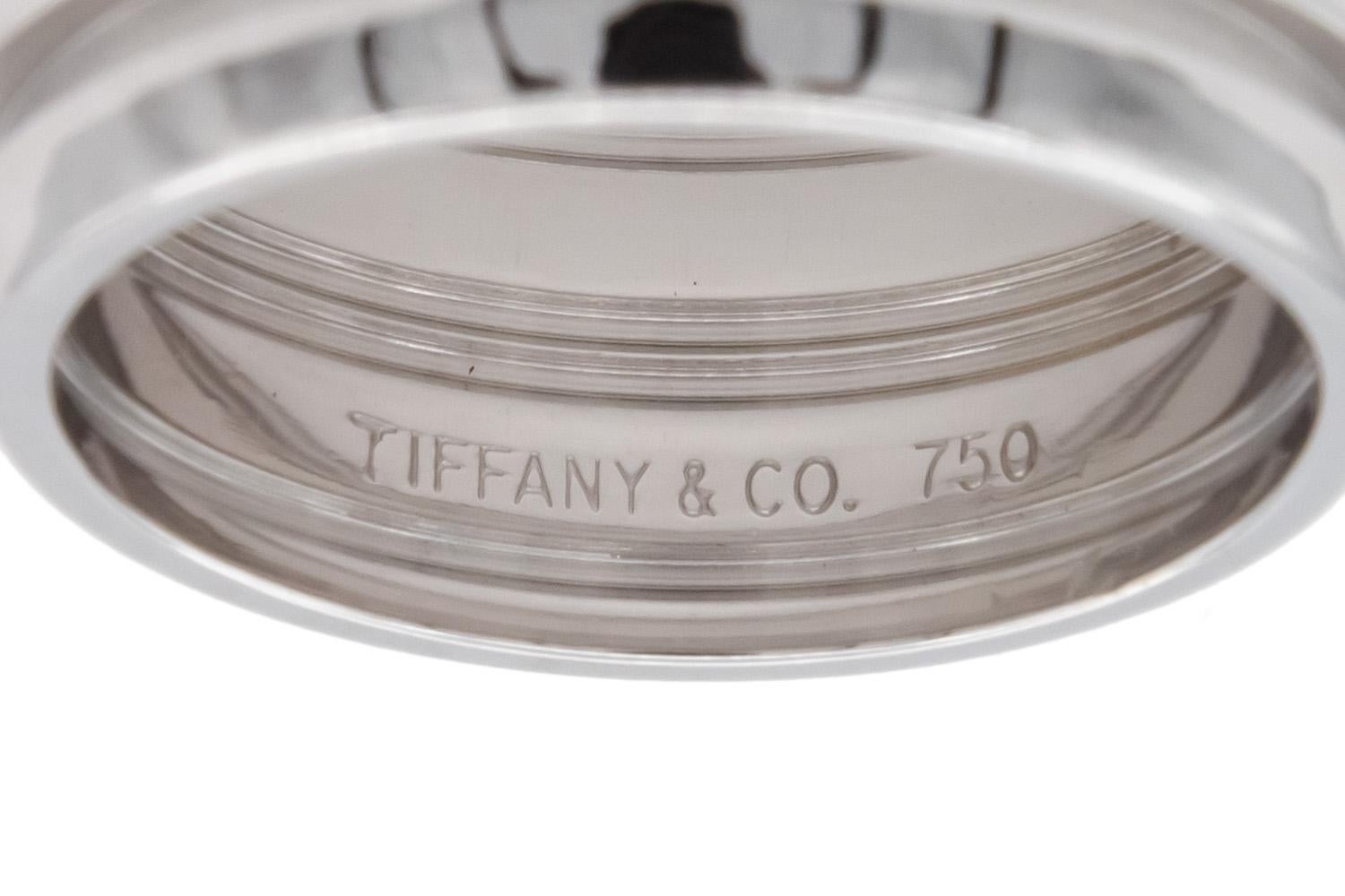Tiffany & Co. Atlas Double Groove 18k White Gold Band Ring 9mm For Sale 6