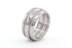 Tiffany & Co. Atlas Double Groove 18k White Gold Band Ring 9mm