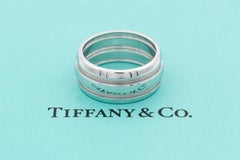 Tiffany & Co. Atlas Double Groove 18k White Gold Band Ring 9mm