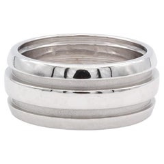 Used Tiffany & Co. Atlas Double Groove 18k White Gold Band Ring 9mm