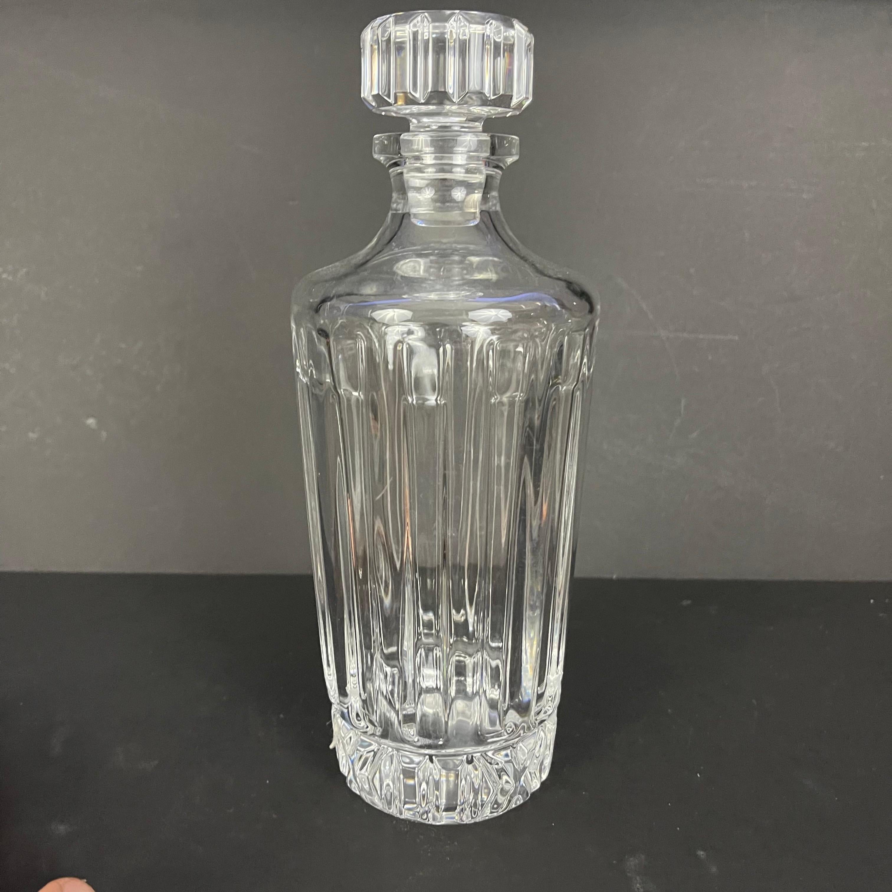 20th Century Tiffany & Co. ‘Atlas’ Faceted Crystal Glass Decanter & Stopper For Sale