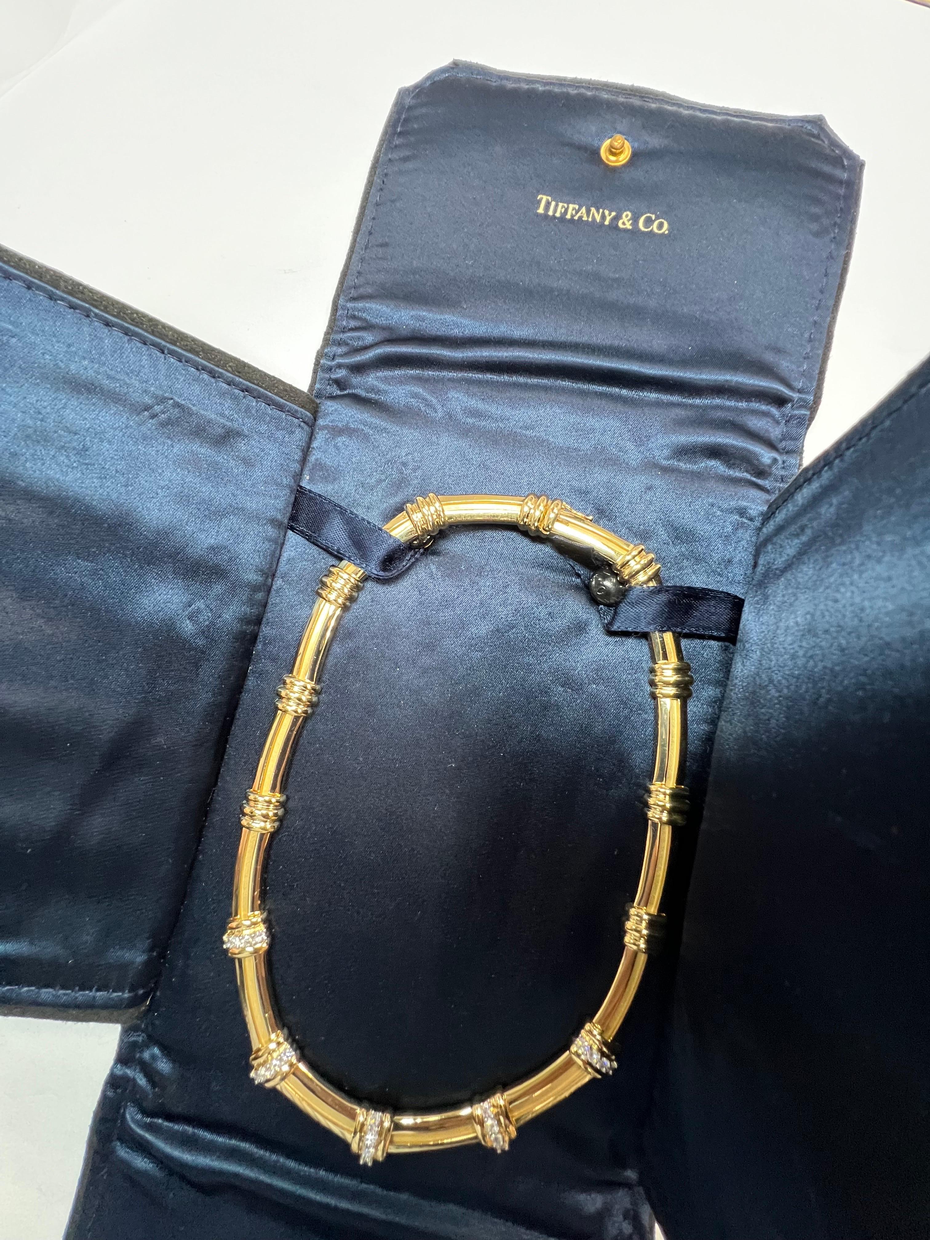 Tiffany & Co Atlas Halskette aus Gold und Platin mit 1 Karat natürlichen Diamanten, Tiffany & Co, um 1995 (Retro) im Angebot