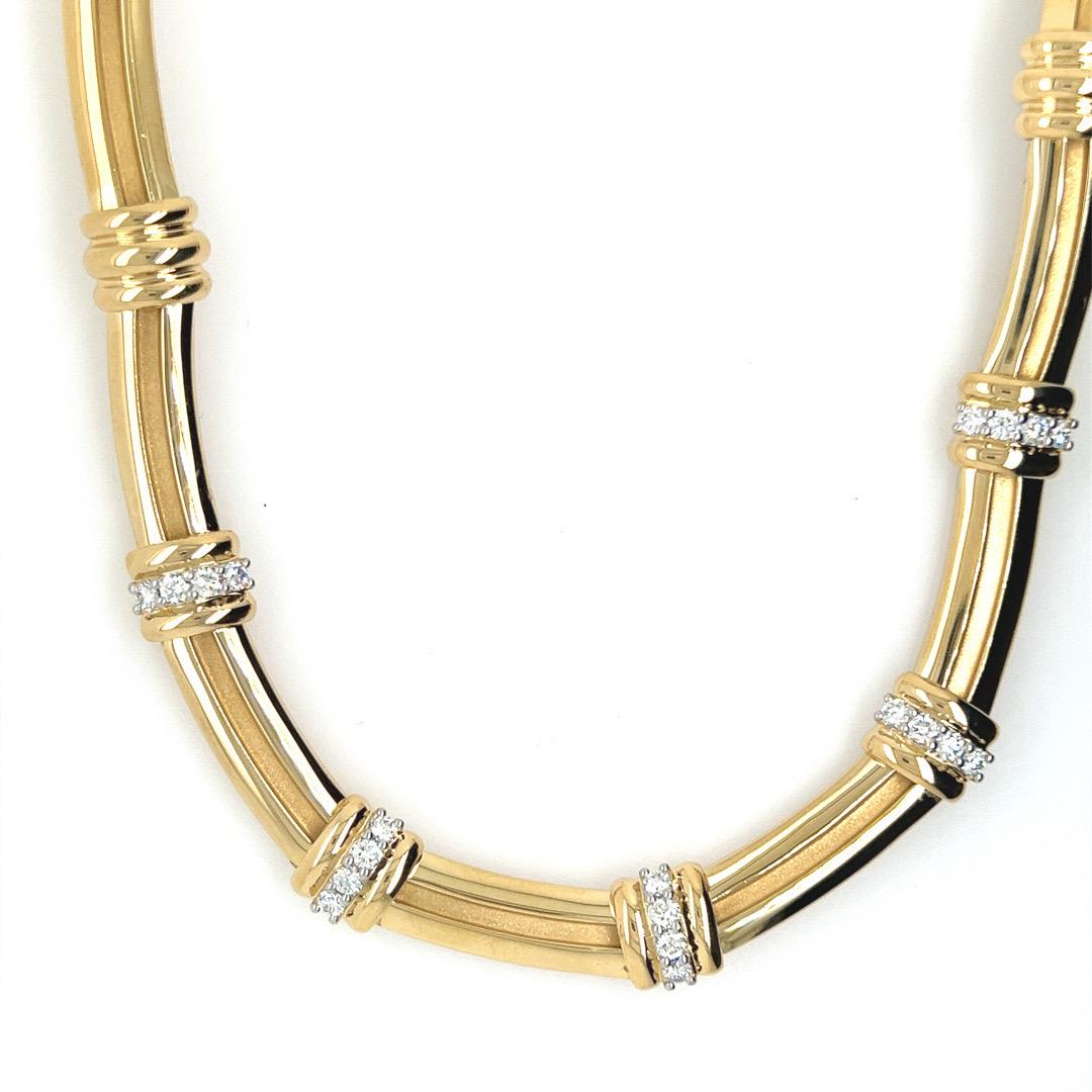 Retro Tiffany & Co Atlas Gold and Platinum 1 Carat Natural Diamond Necklace Circa 1995 For Sale