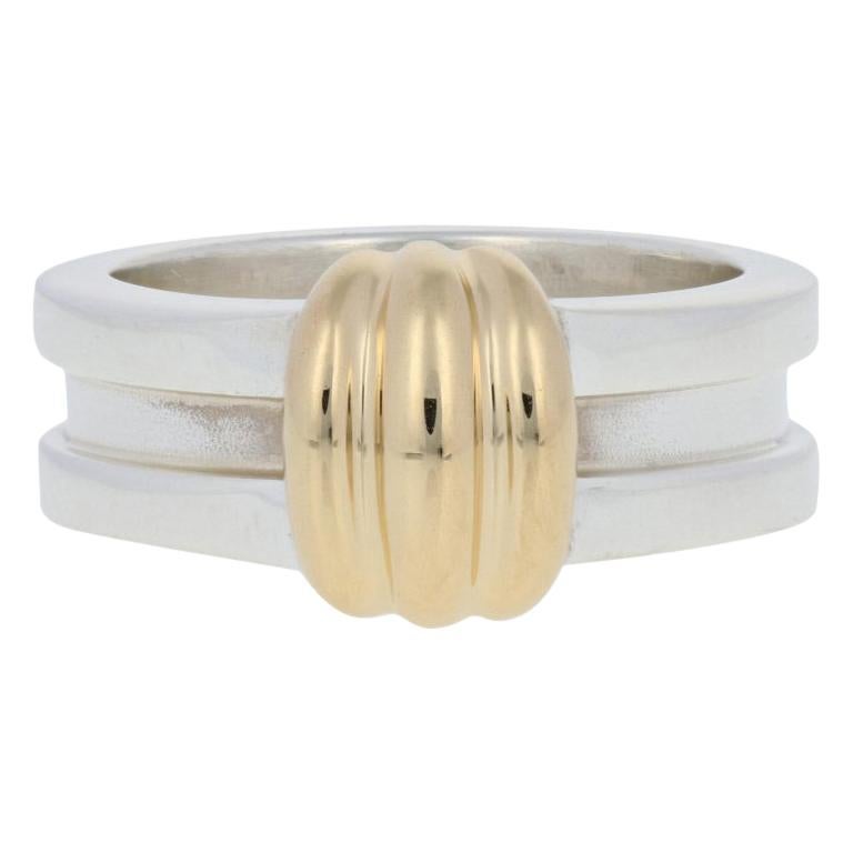 Tiffany & Co. Atlas Groove Ring, Silver & 18k Yellow Gold Statement