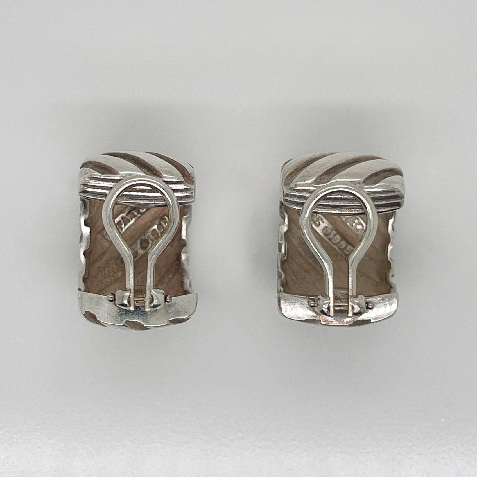 Tiffany & Co. Atlas Groove Stripe Sterling Silver Clip-On Earrings 2