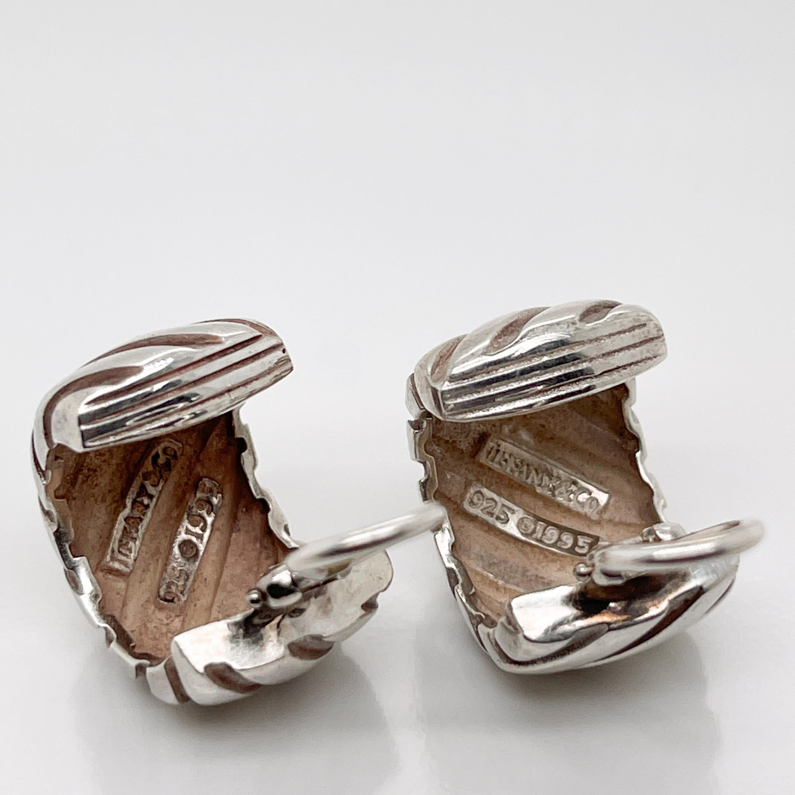 Tiffany & Co. Atlas Groove Stripe Sterling Silver Clip-On Earrings 3