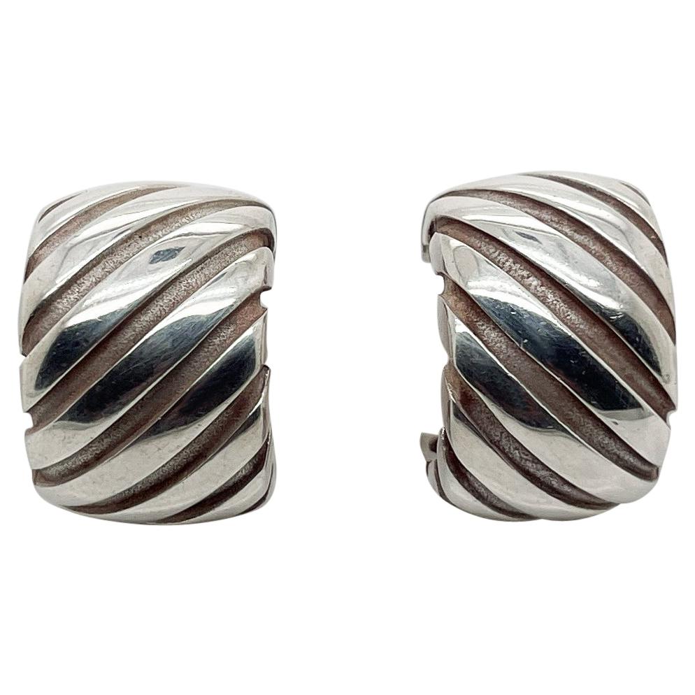 Tiffany & Co. Atlas Groove Stripe Sterling Silver Clip-On Earrings