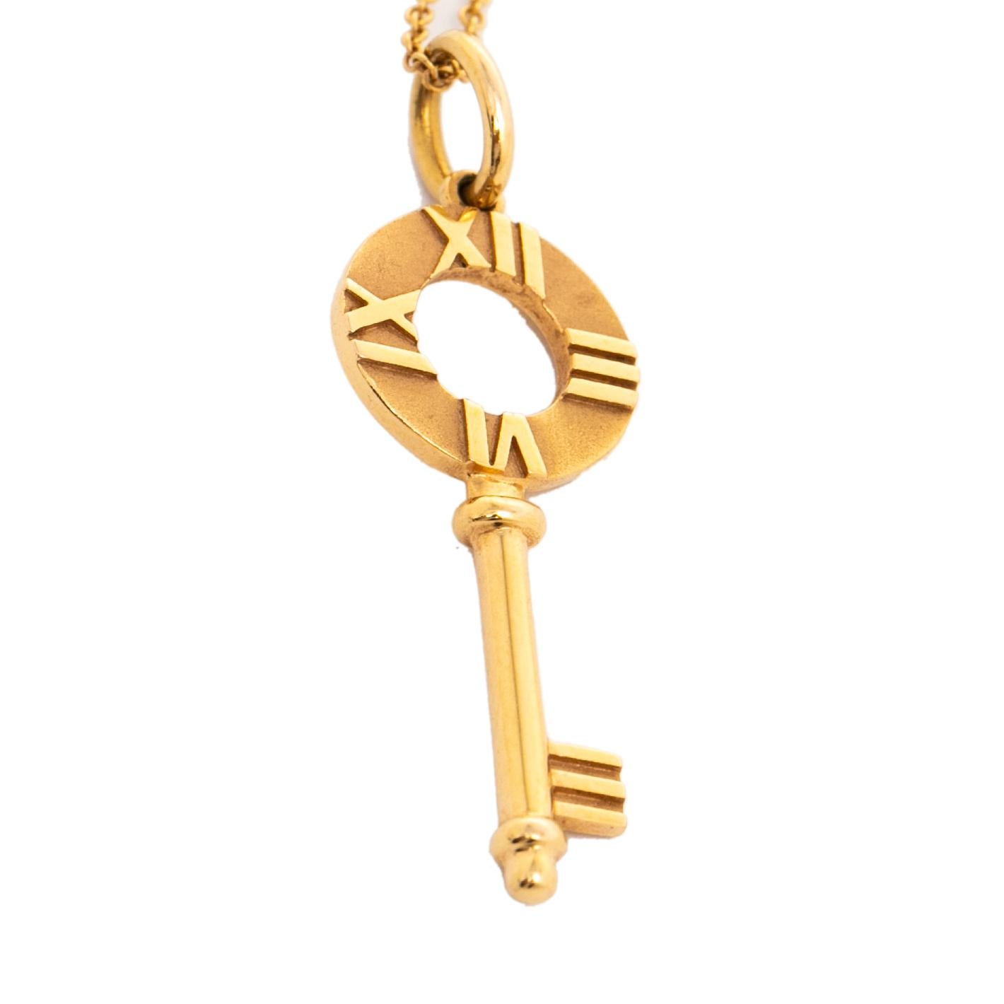 Contemporary Tiffany & Co. Atlas Key 18K Rose Gold Pendant Necklace