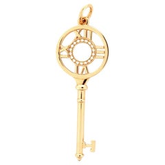 Tiffany & Co. Atlas Key Pendant Necklace 18 Karat Rose Gold and Diamonds