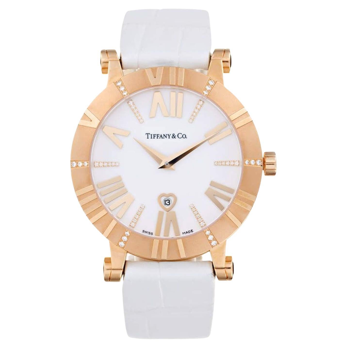 Tiffany 
Co. Atlas Lady 36mm 18K Rose Gold Diamond Watch Z1301.11.31E20C71E en venta