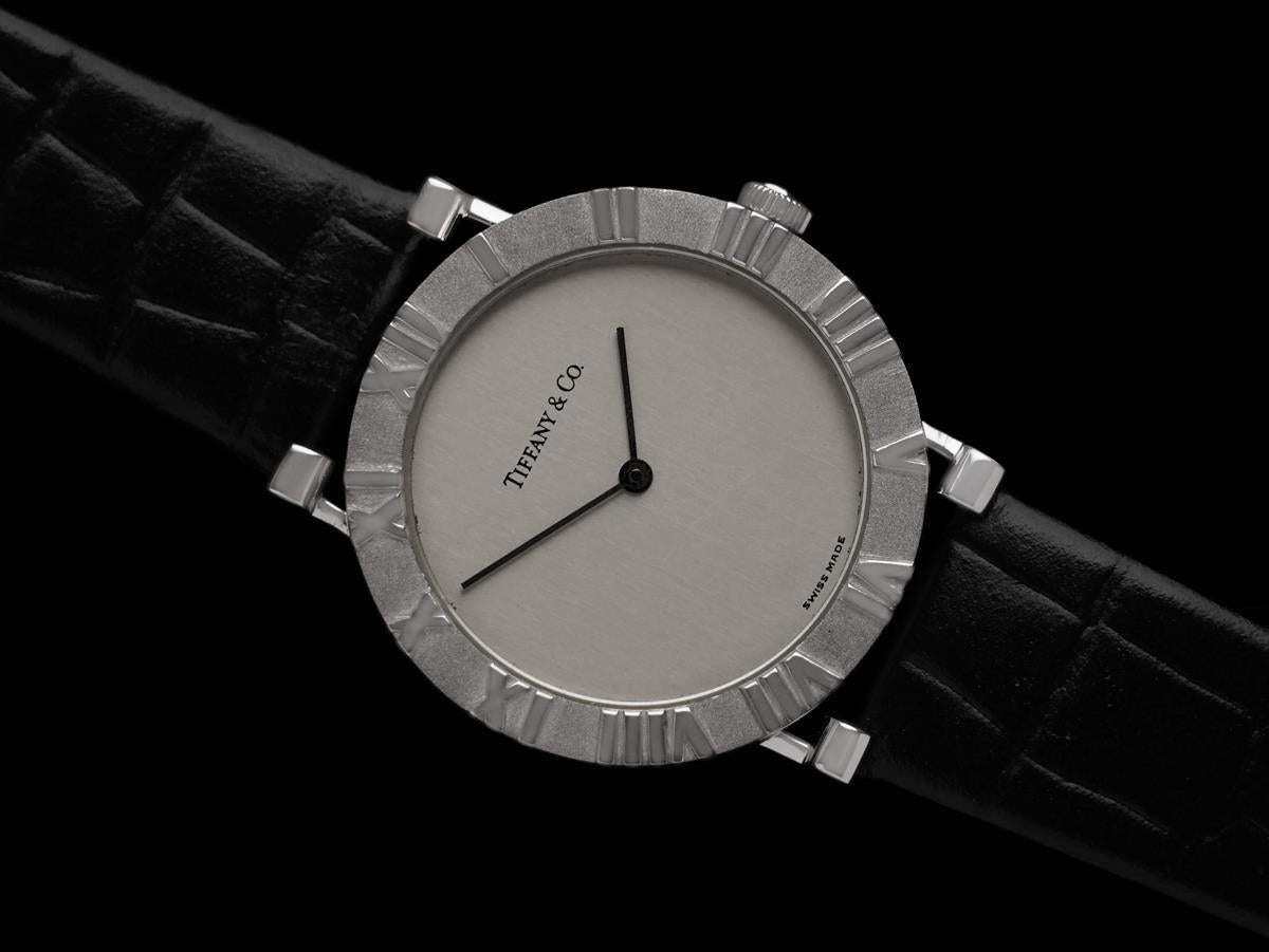 Tiffany & Co. Atlas Mens Midsize Unisex Watch - Sterling Silver In Excellent Condition For Sale In Suwanee, GA