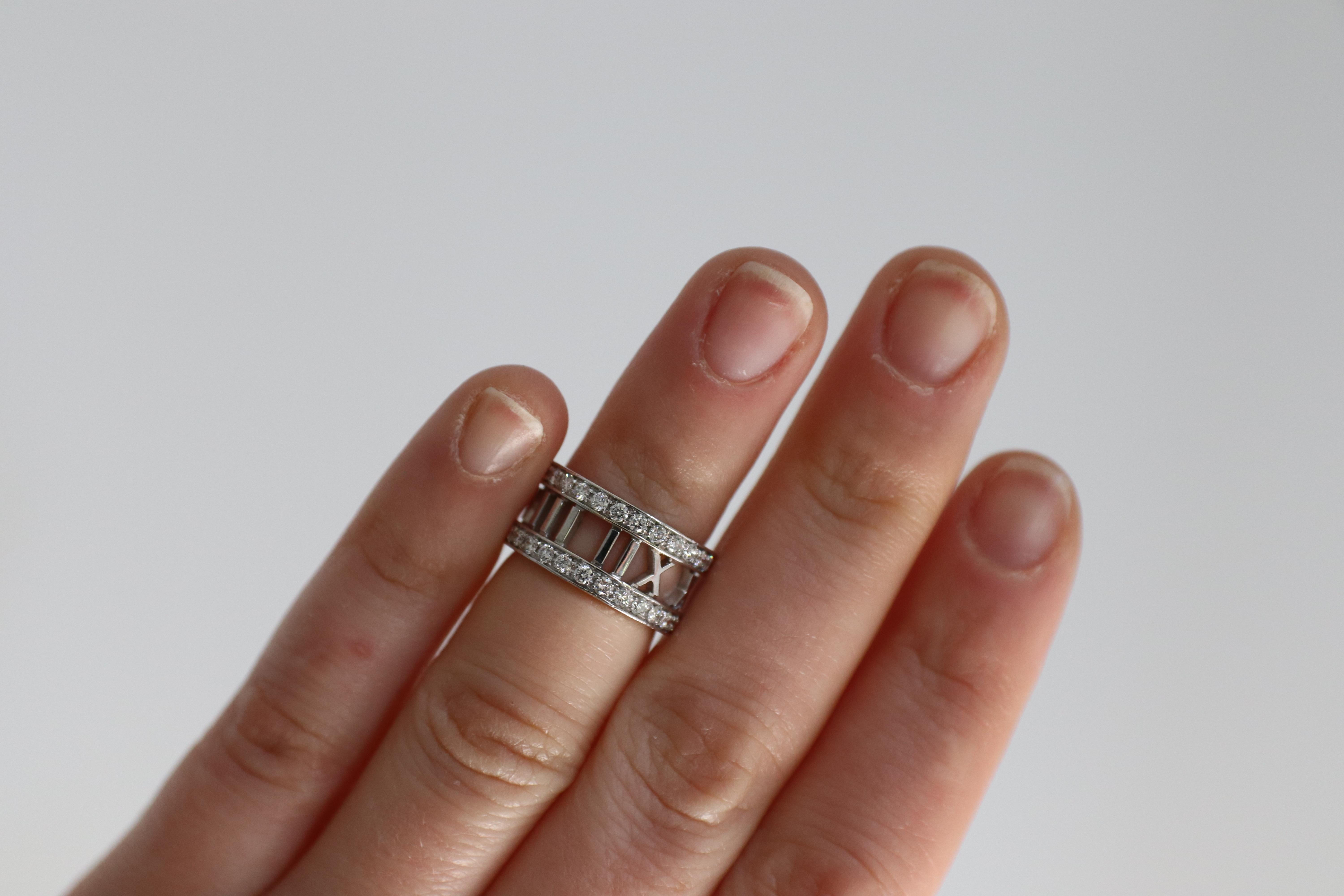 Tiffany & Co. Atlas Open 18 Karat White Gold Diamond Band Ring 2