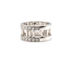 Tiffany & Co. Atlas Open 18 Karat White Gold Diamond Band Ring