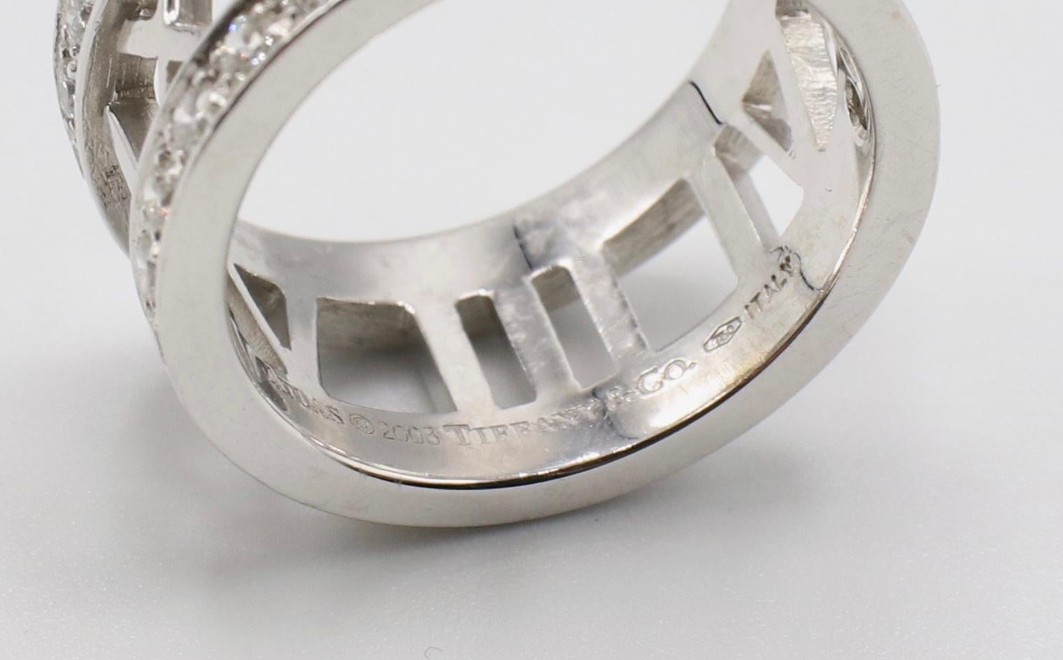 Tiffany & Co. Atlas Open 18 Karat White Gold Diamond Band Ring In Good Condition In  Baltimore, MD