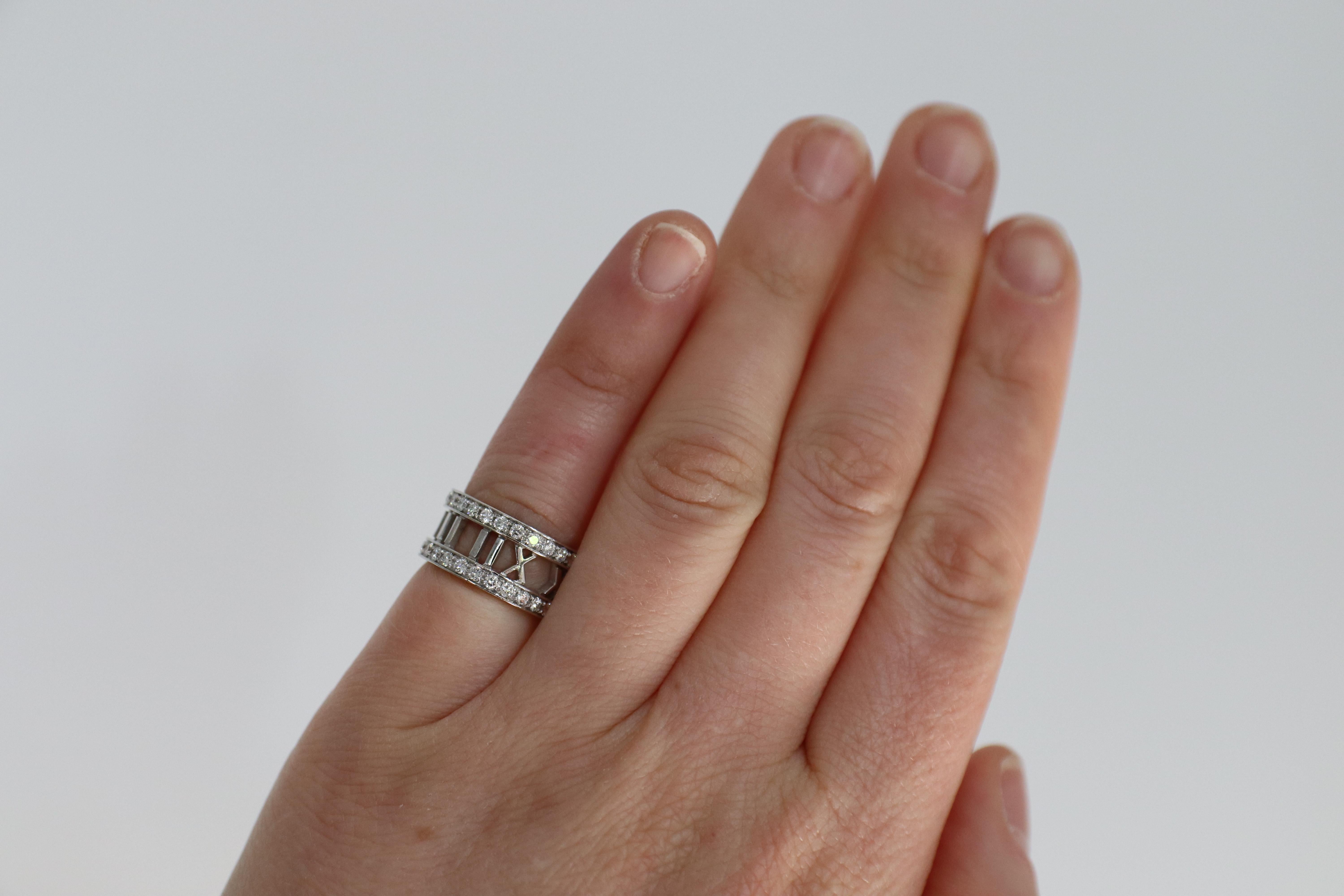 Tiffany & Co. Atlas Open 18 Karat White Gold Diamond Band Ring 1