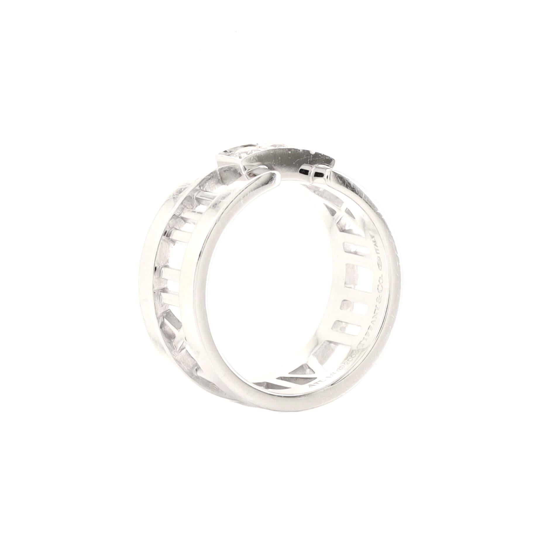 Tiffany & Co. Atlas Open Band Ring 18k White Gold and Diamonds In Good Condition In New York, NY