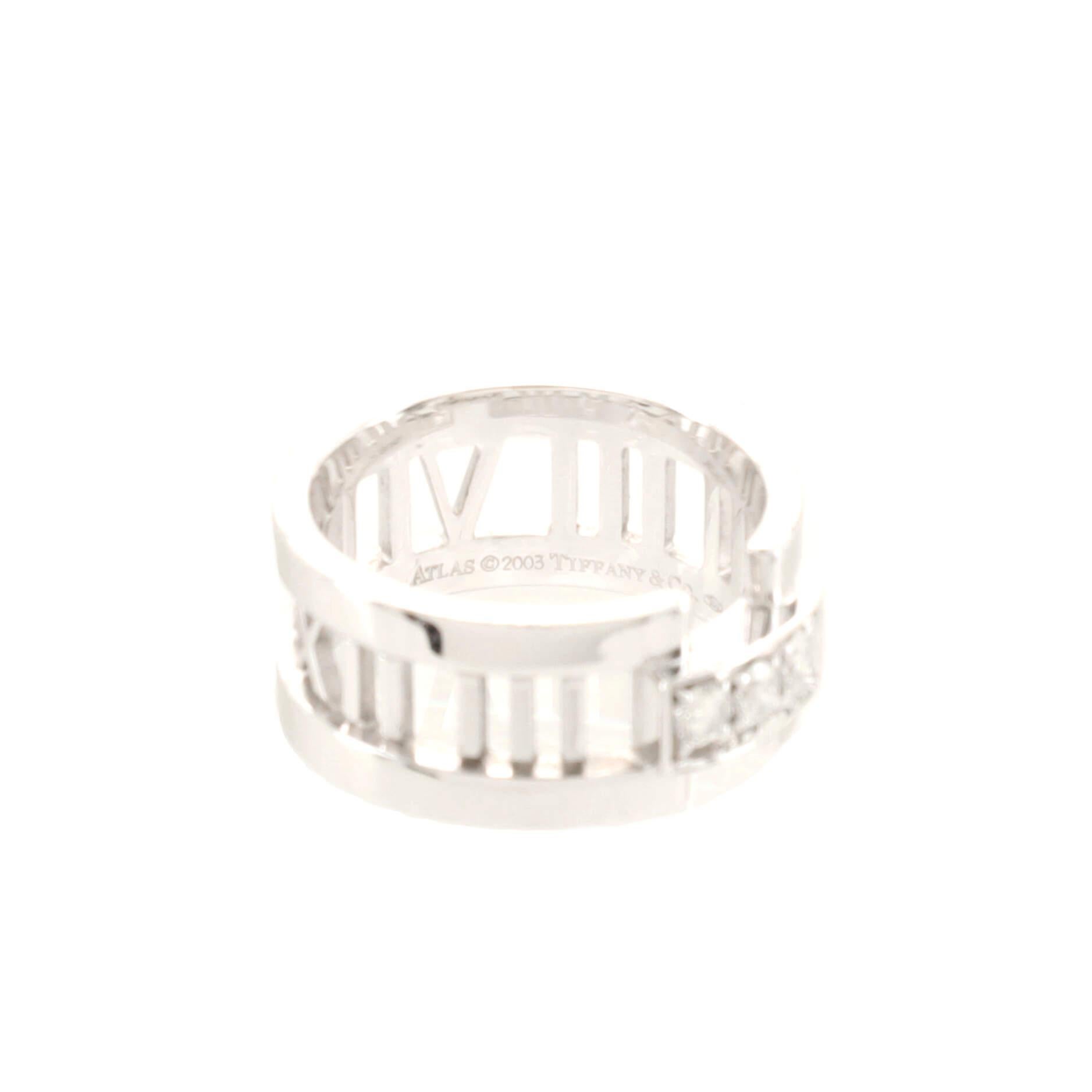 Women's Tiffany & Co. Atlas Open Band Ring 18k White Gold and Diamonds