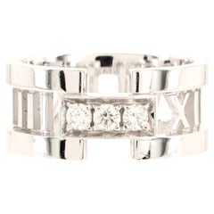 Tiffany & Co. Atlas Open Band Ring 18k White Gold and Diamonds