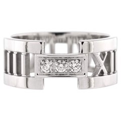 Tiffany & Co. Atlas Open Band Ring 18K White Gold and Diamonds