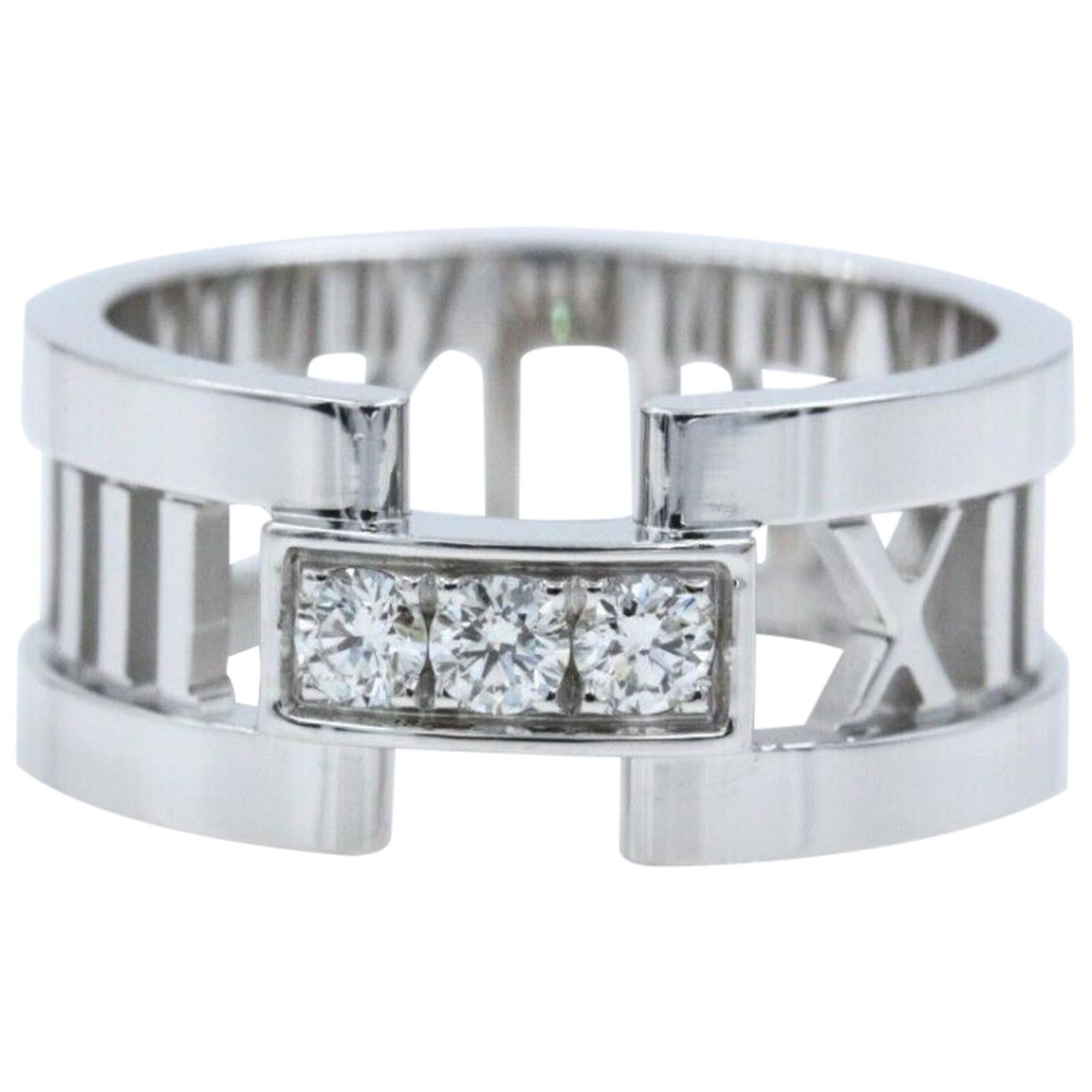 Tiffany & Co. Atlas Open Band Ring in 18 Karat White Gold with Diamonds