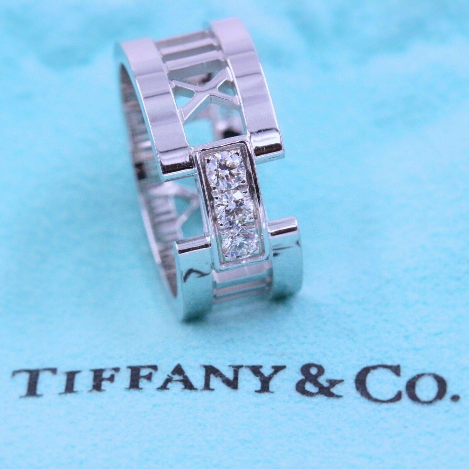 Tiffany & Co. Atlas Open Band Ring in 18 Karat White Gold with Diamonds 2